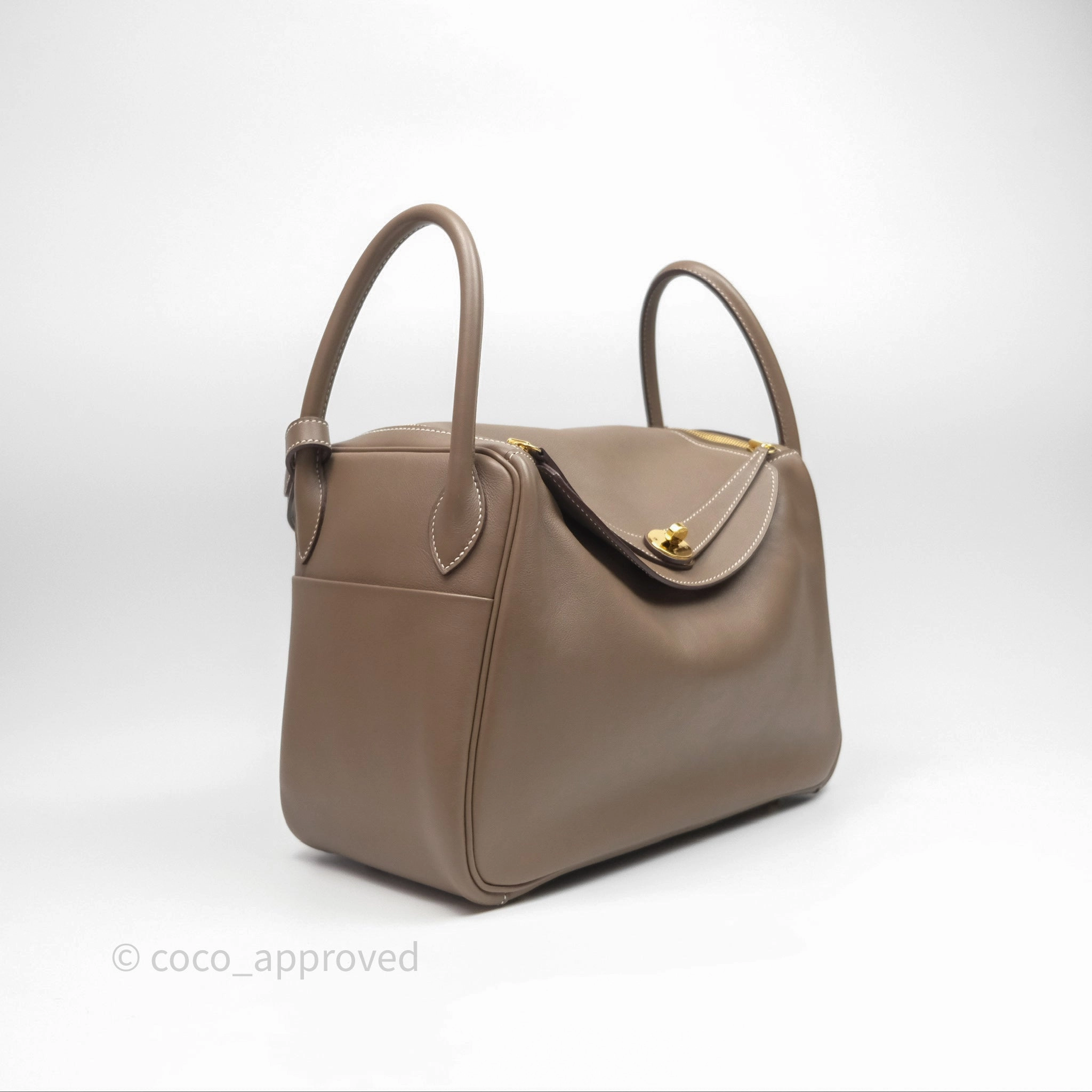 Herms Lindy 30 Etoupe 18 Swift Gold Hardware