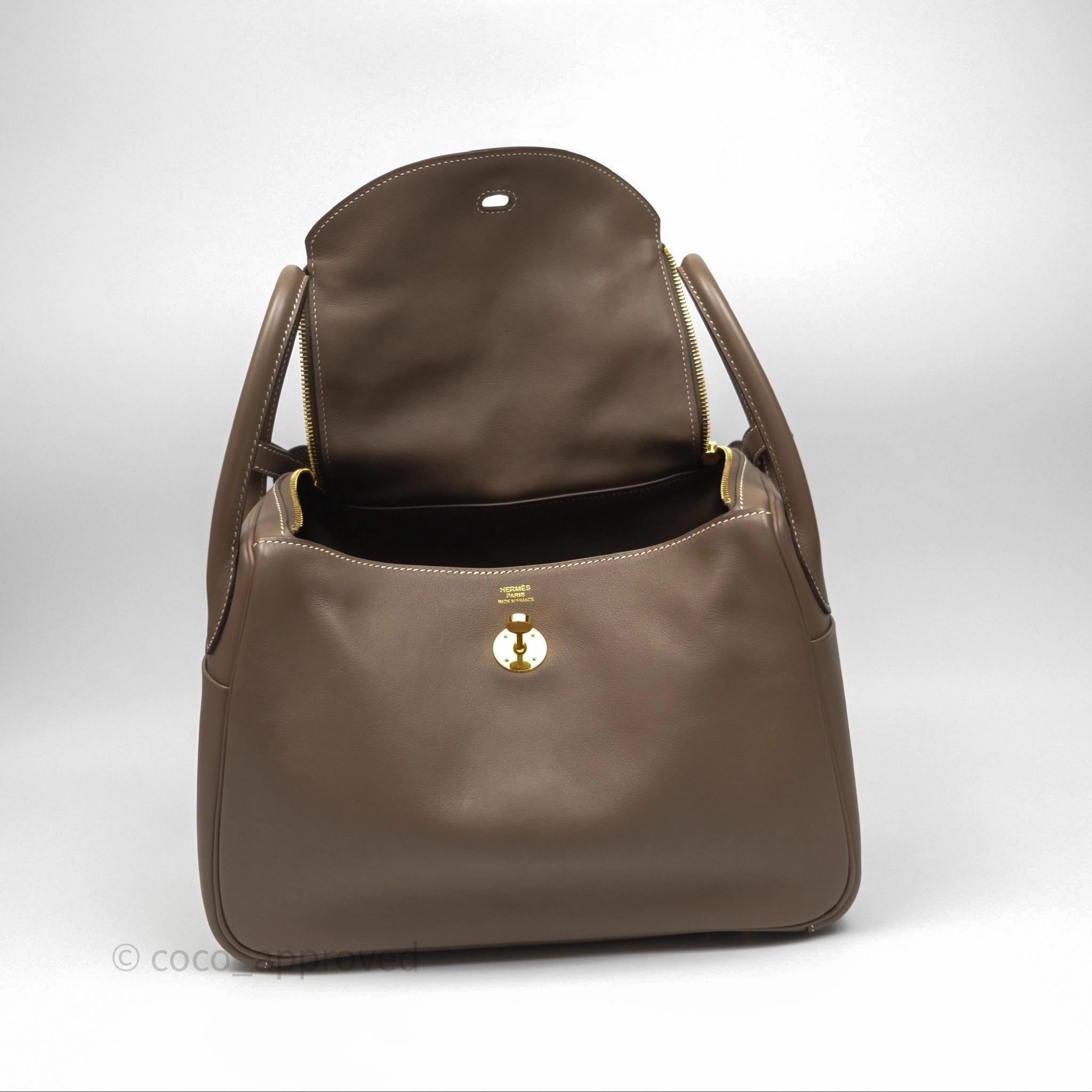 Herms Lindy 30 Etoupe 18 Swift Gold Hardware