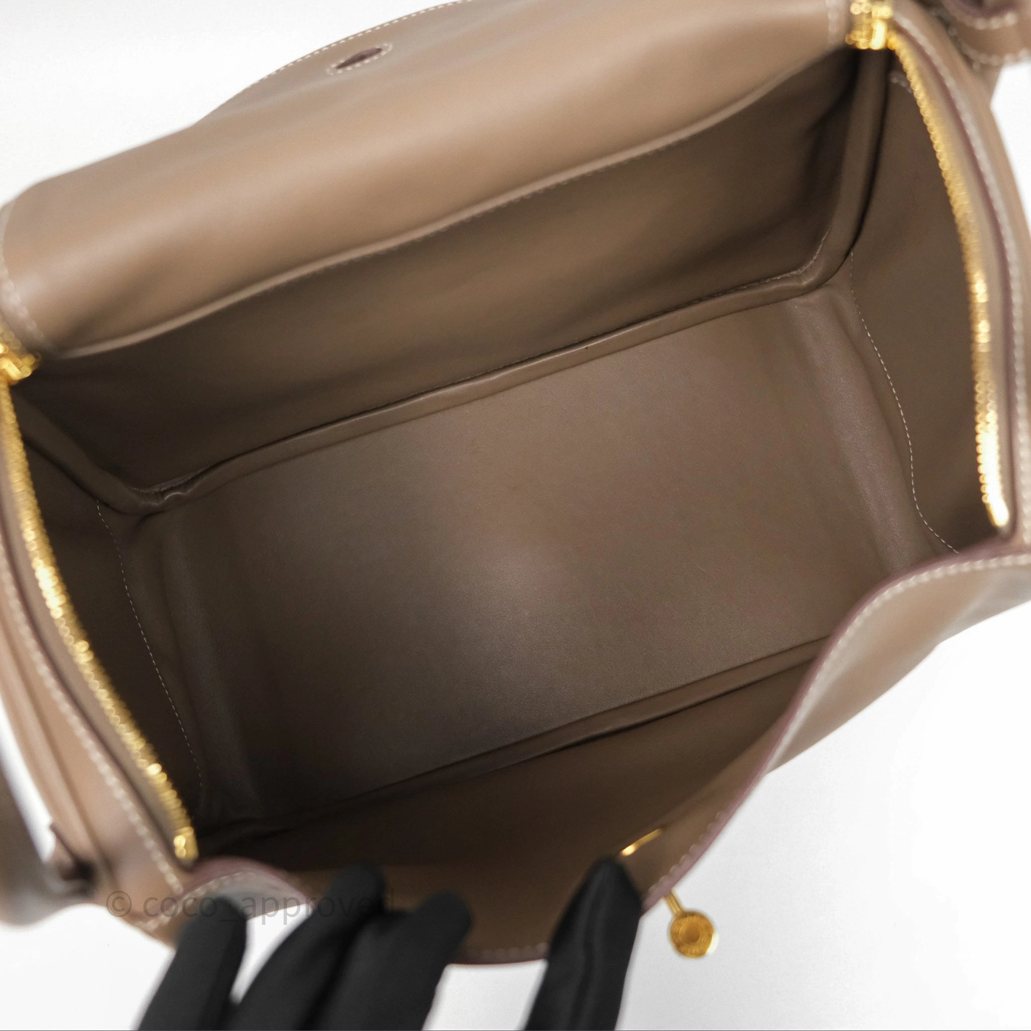 Herms Lindy 30 Etoupe 18 Swift Gold Hardware