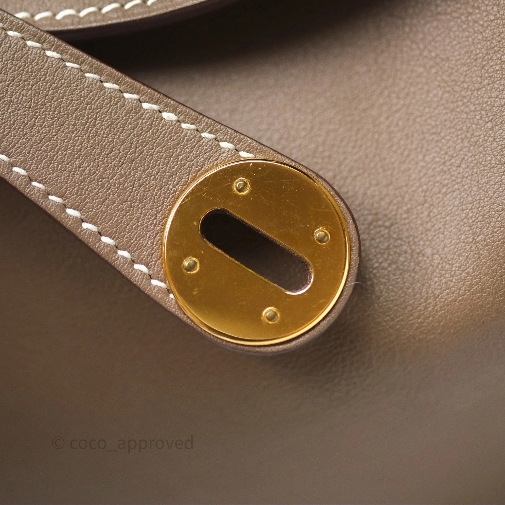 Herms Lindy 30 Etoupe 18 Swift Gold Hardware