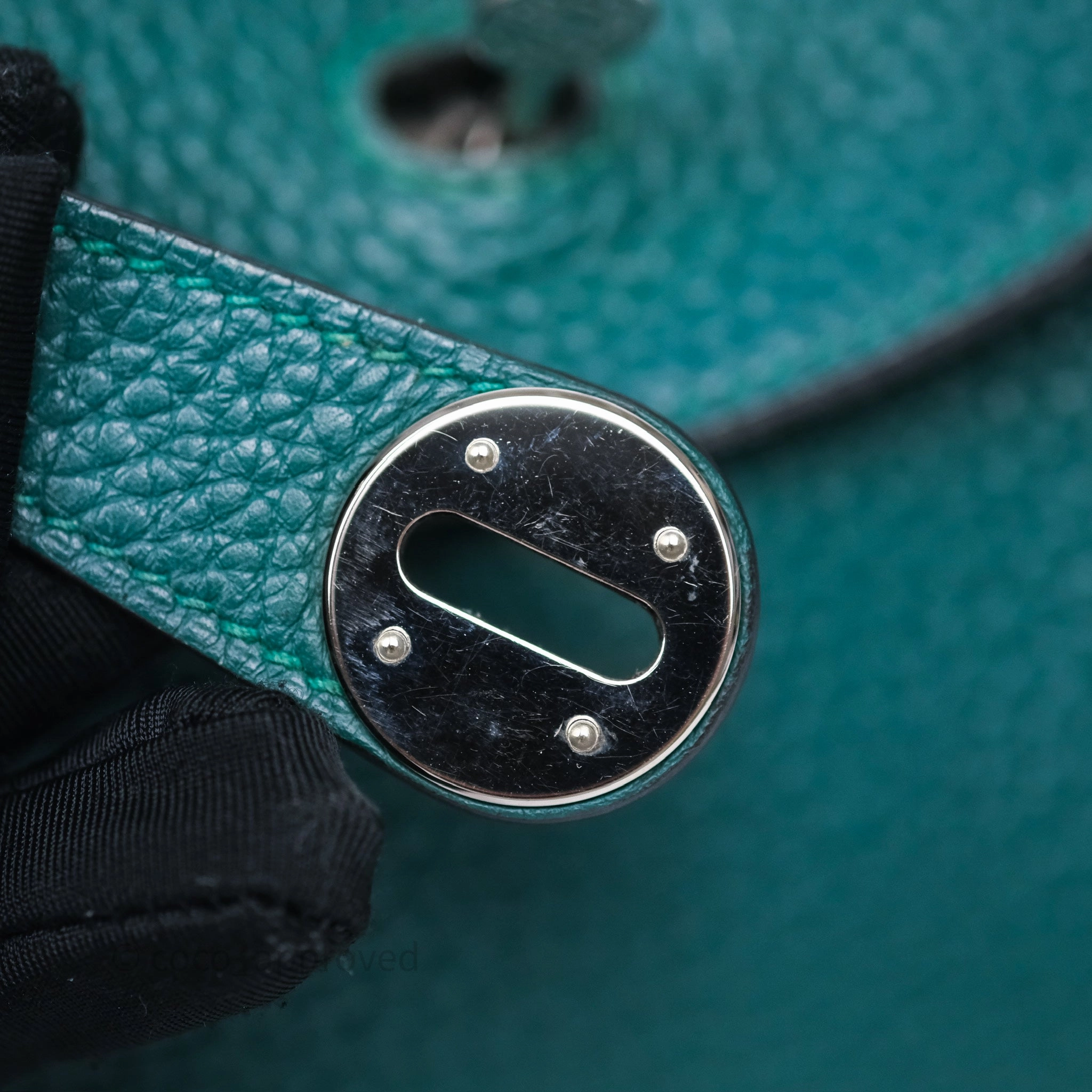 Herms Lindy 30 Malachite Z6 Clemence Palladium Hardware