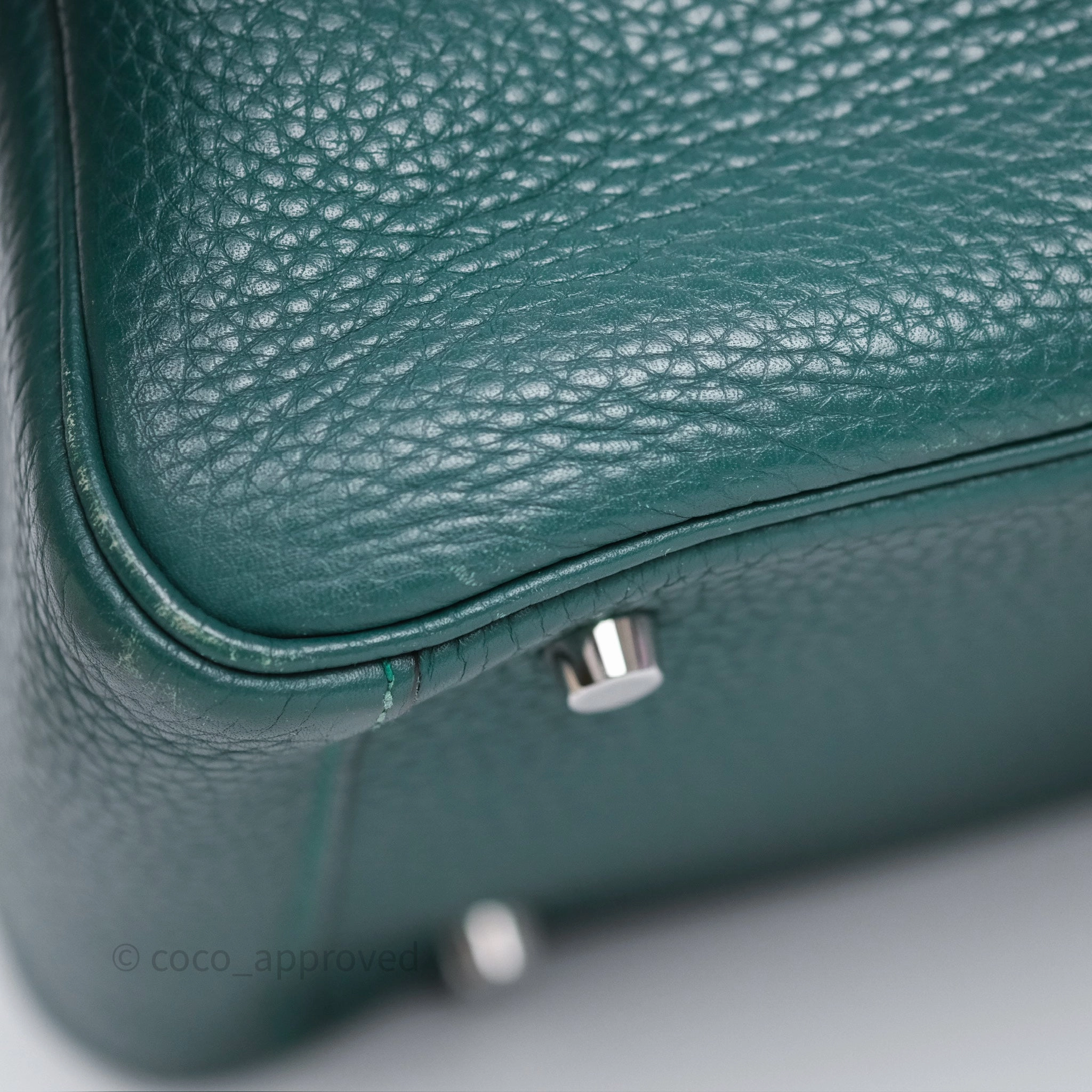 Herms Lindy 30 Malachite Z6 Clemence Palladium Hardware
