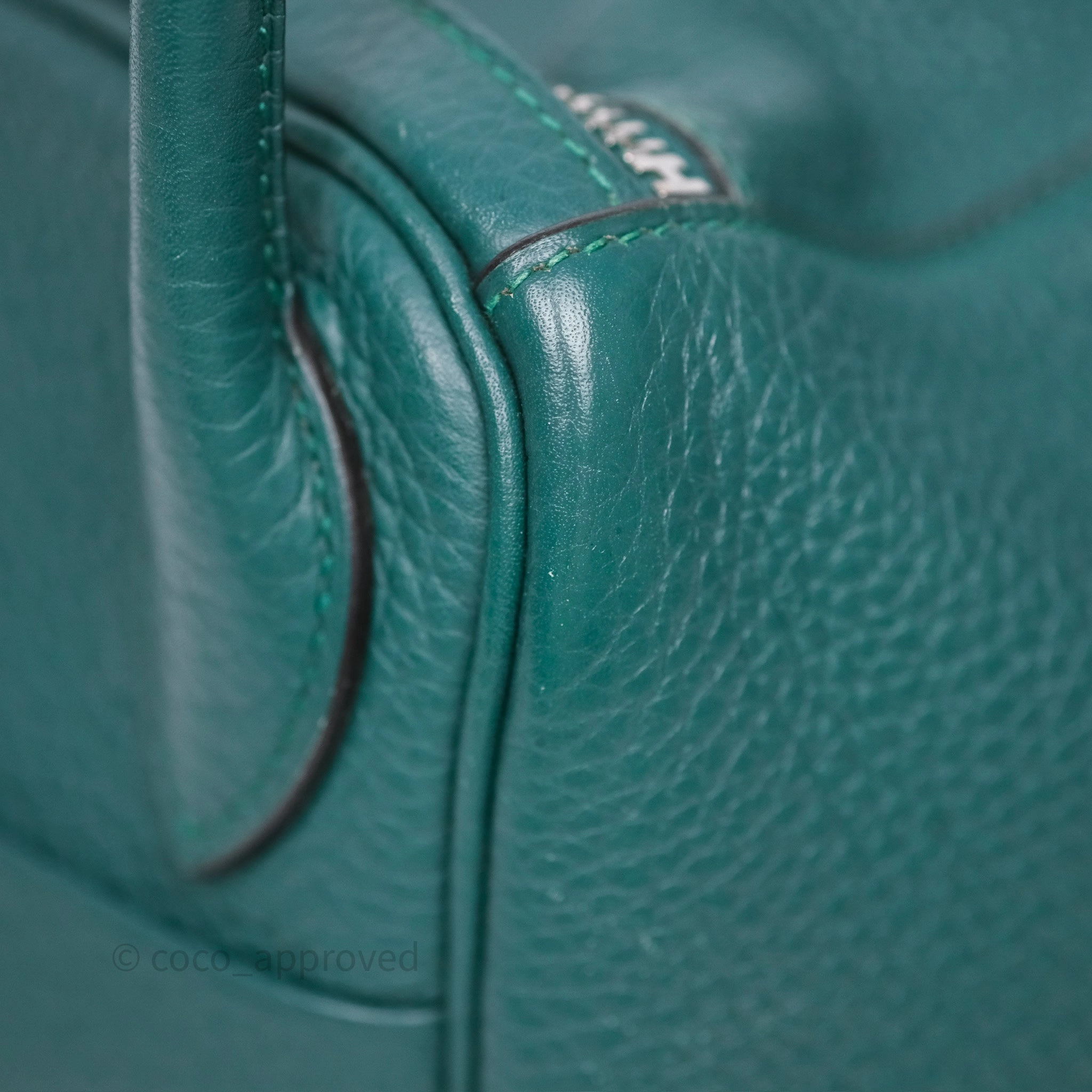 Herms Lindy 30 Malachite Z6 Clemence Palladium Hardware