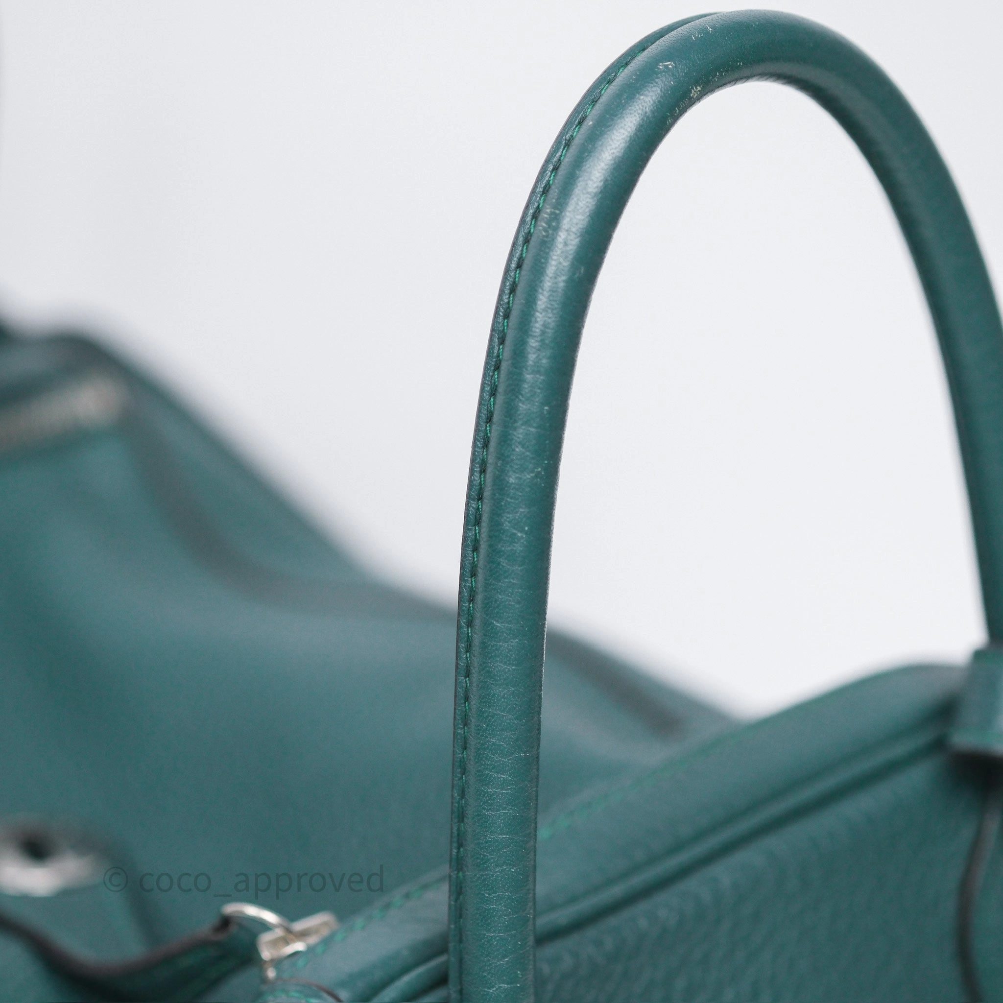 Herms Lindy 30 Malachite Z6 Clemence Palladium Hardware