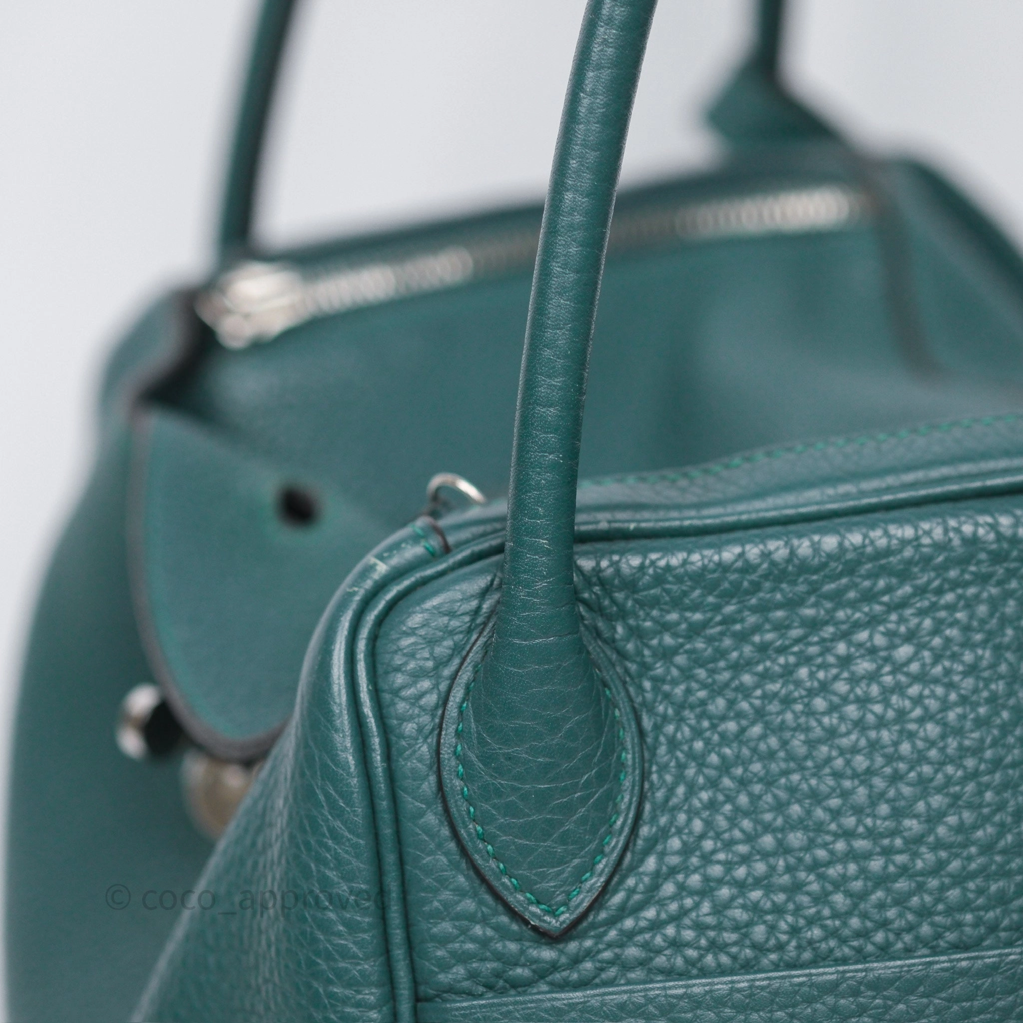 Herms Lindy 30 Malachite Z6 Clemence Palladium Hardware