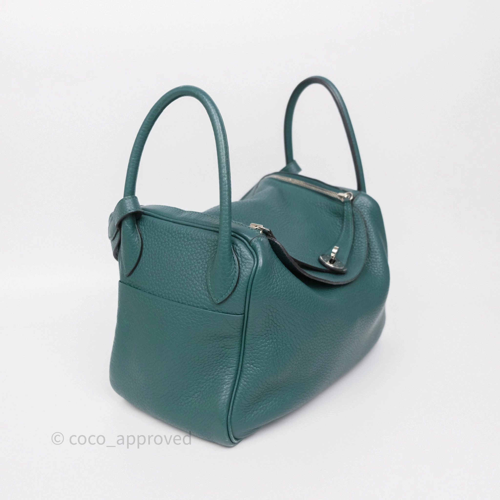 Herms Lindy 30 Malachite Z6 Clemence Palladium Hardware