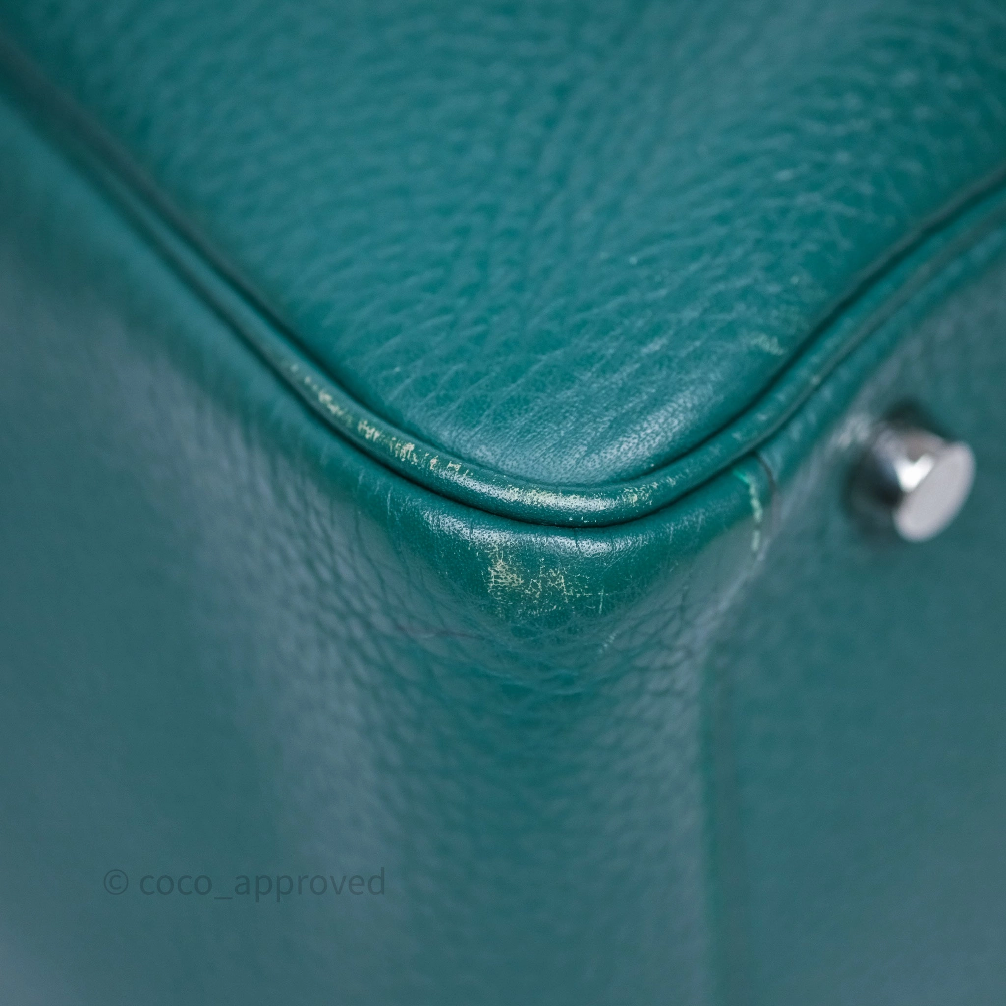 Herms Lindy 30 Malachite Z6 Clemence Palladium Hardware