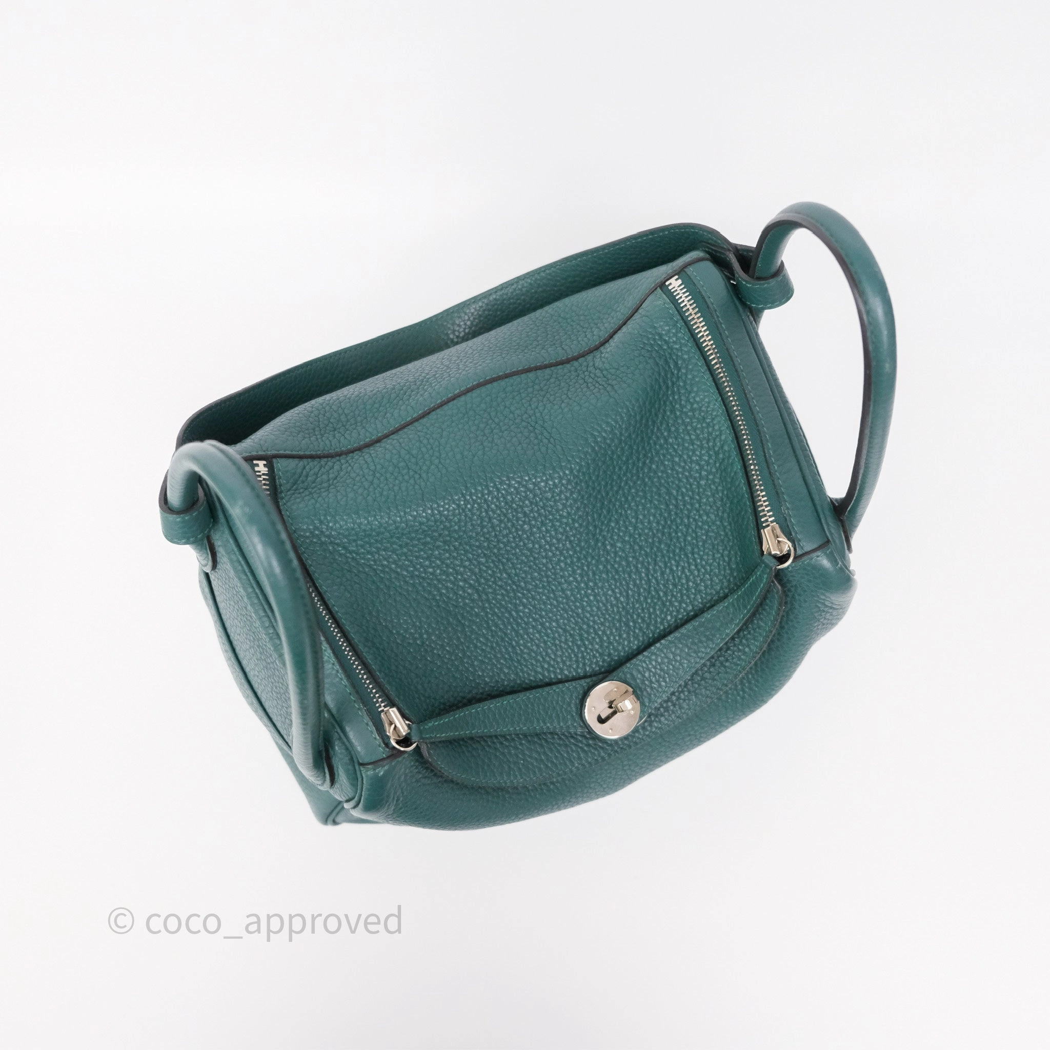 Herms Lindy 30 Malachite Z6 Clemence Palladium Hardware