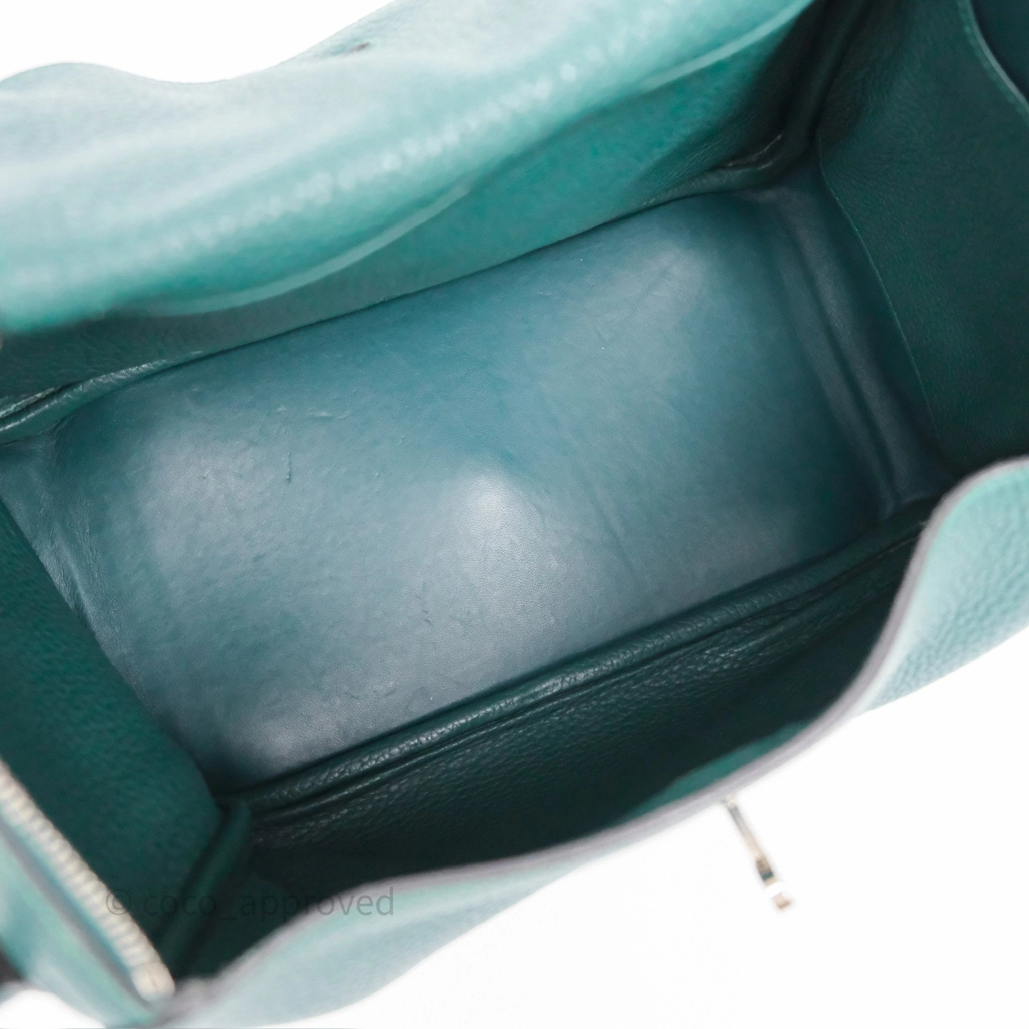 Herms Lindy 30 Malachite Z6 Clemence Palladium Hardware
