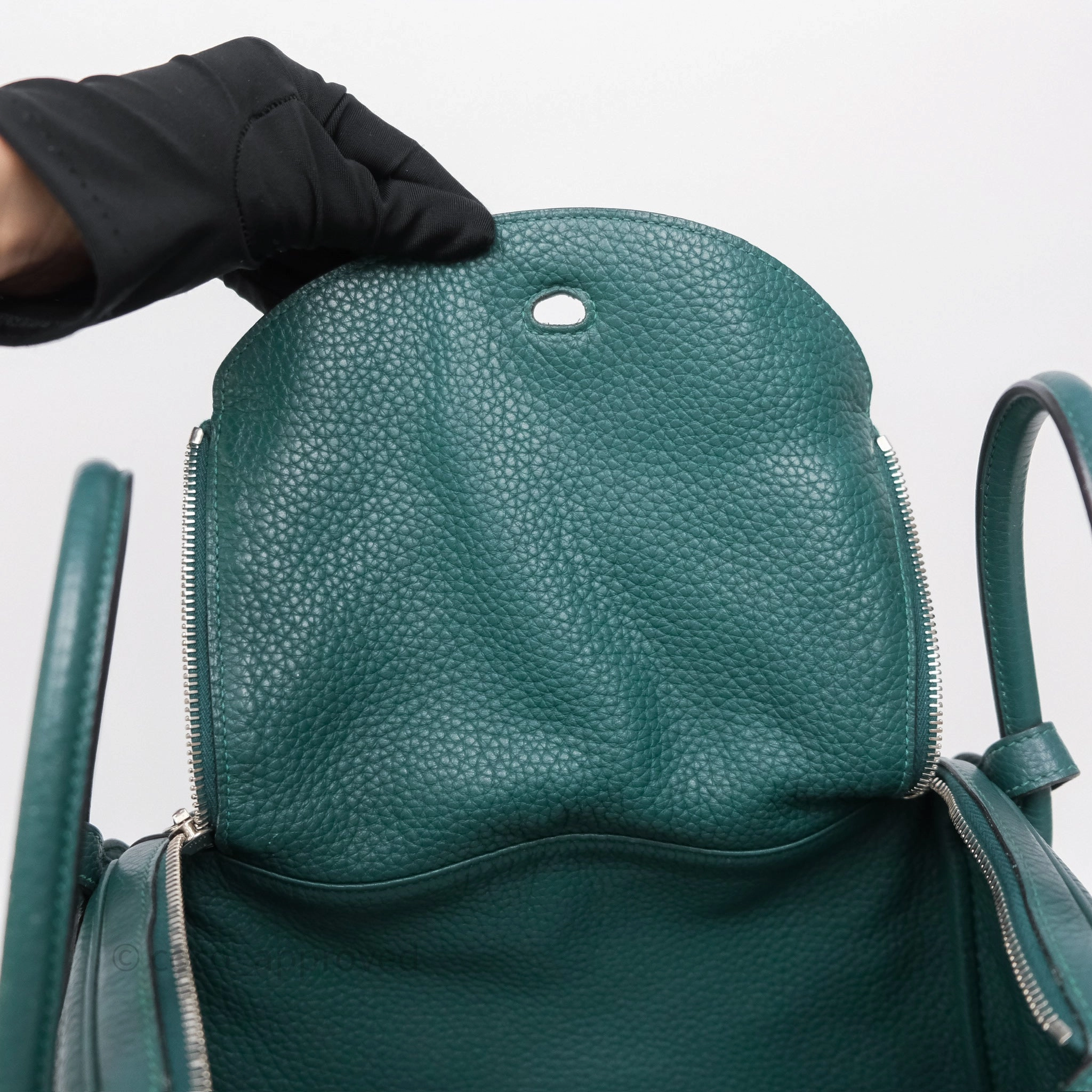 Herms Lindy 30 Malachite Z6 Clemence Palladium Hardware