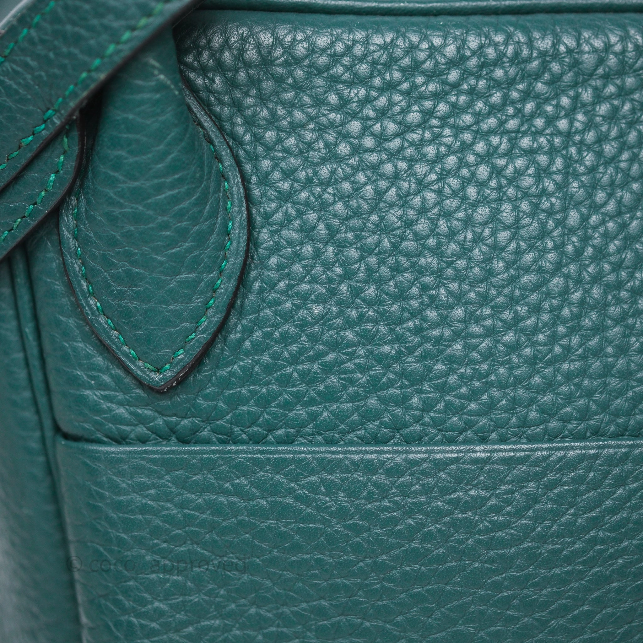 Herms Lindy 30 Malachite Z6 Clemence Palladium Hardware