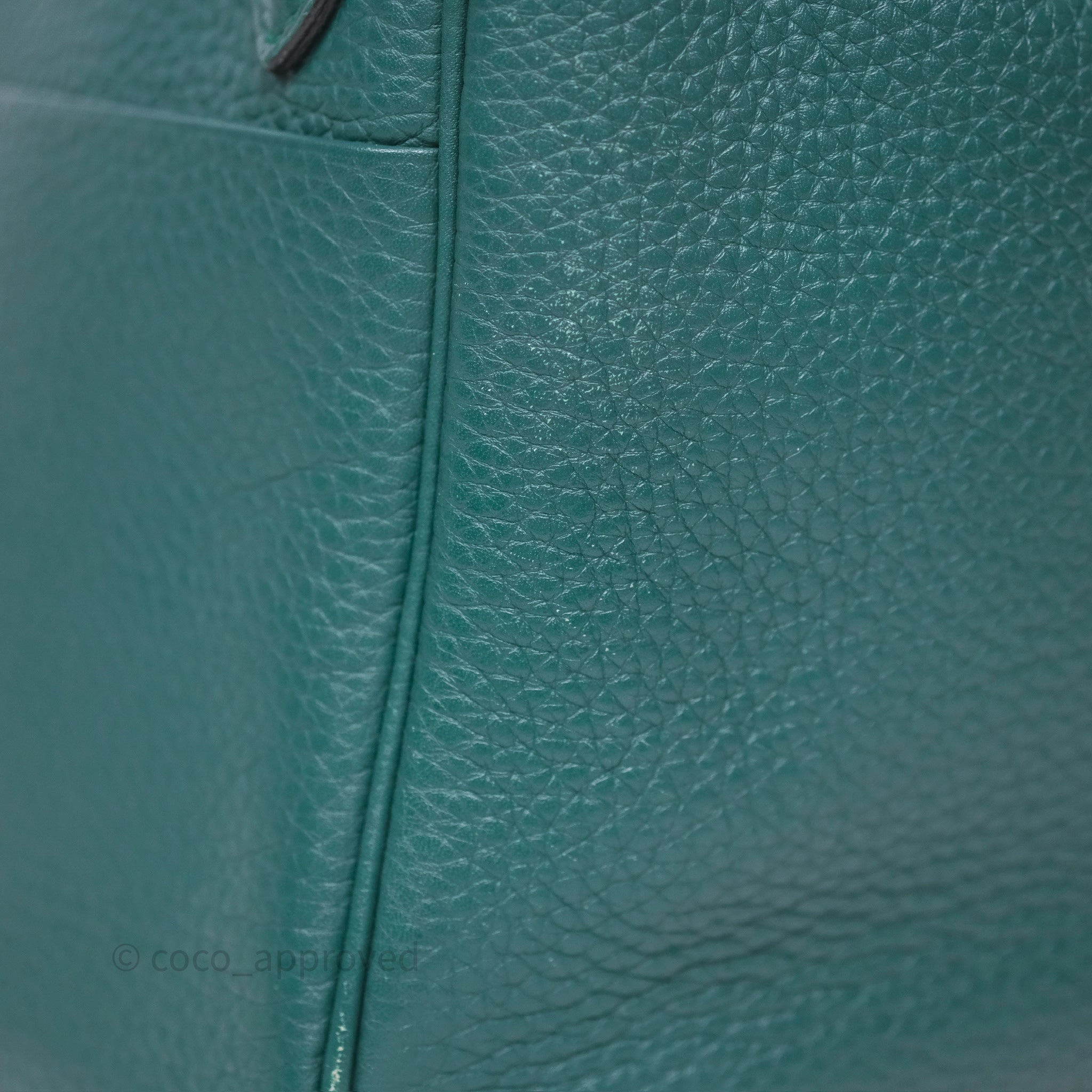 Herms Lindy 30 Malachite Z6 Clemence Palladium Hardware