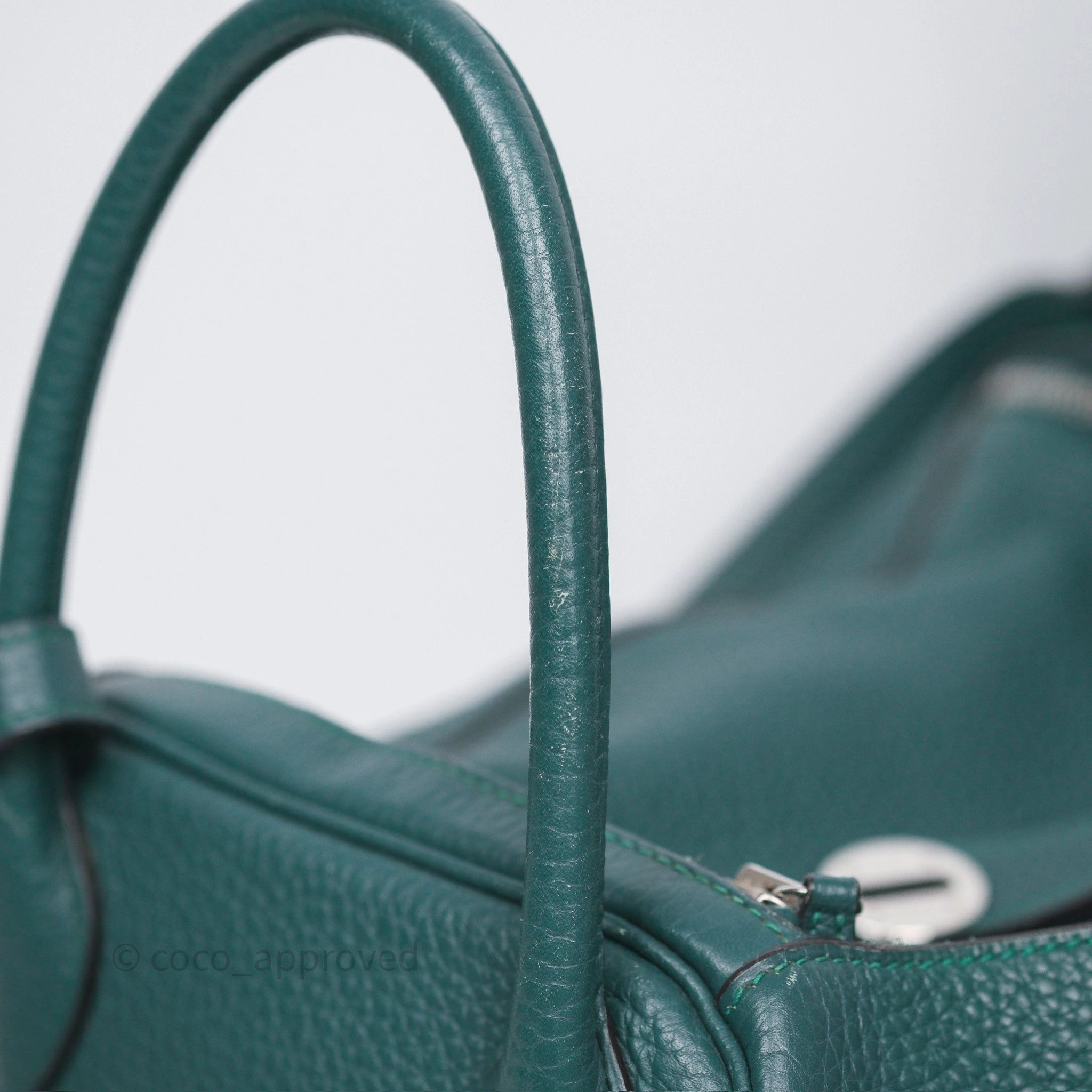 Herms Lindy 30 Malachite Z6 Clemence Palladium Hardware