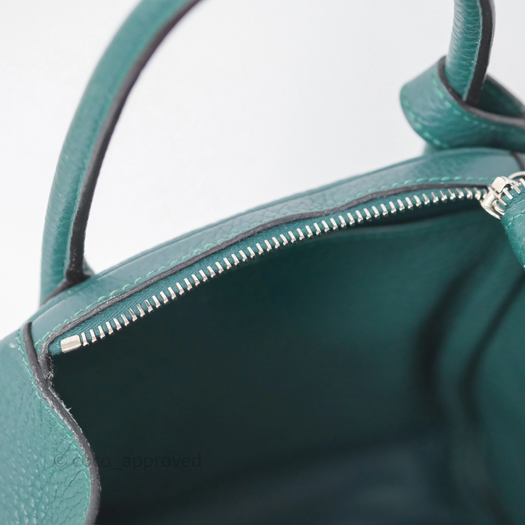 Herms Lindy 30 Malachite Z6 Clemence Palladium Hardware