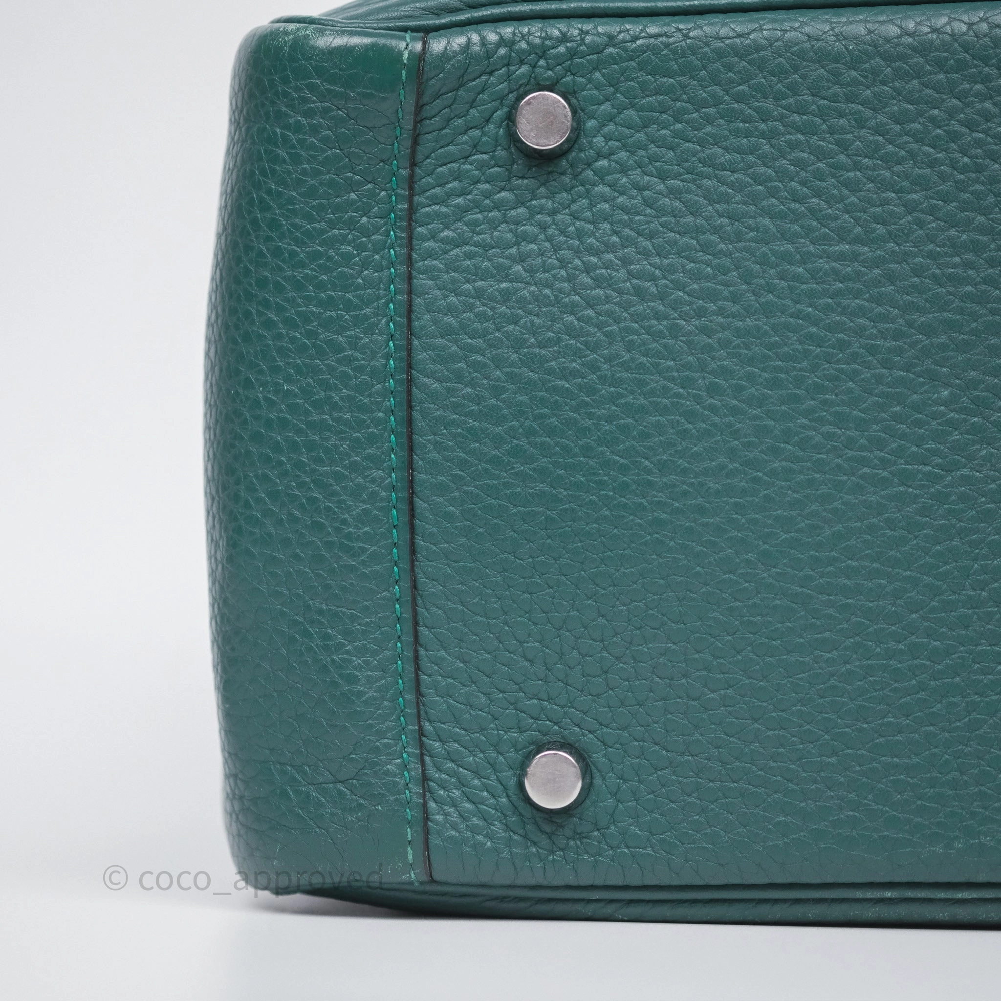 Herms Lindy 30 Malachite Z6 Clemence Palladium Hardware