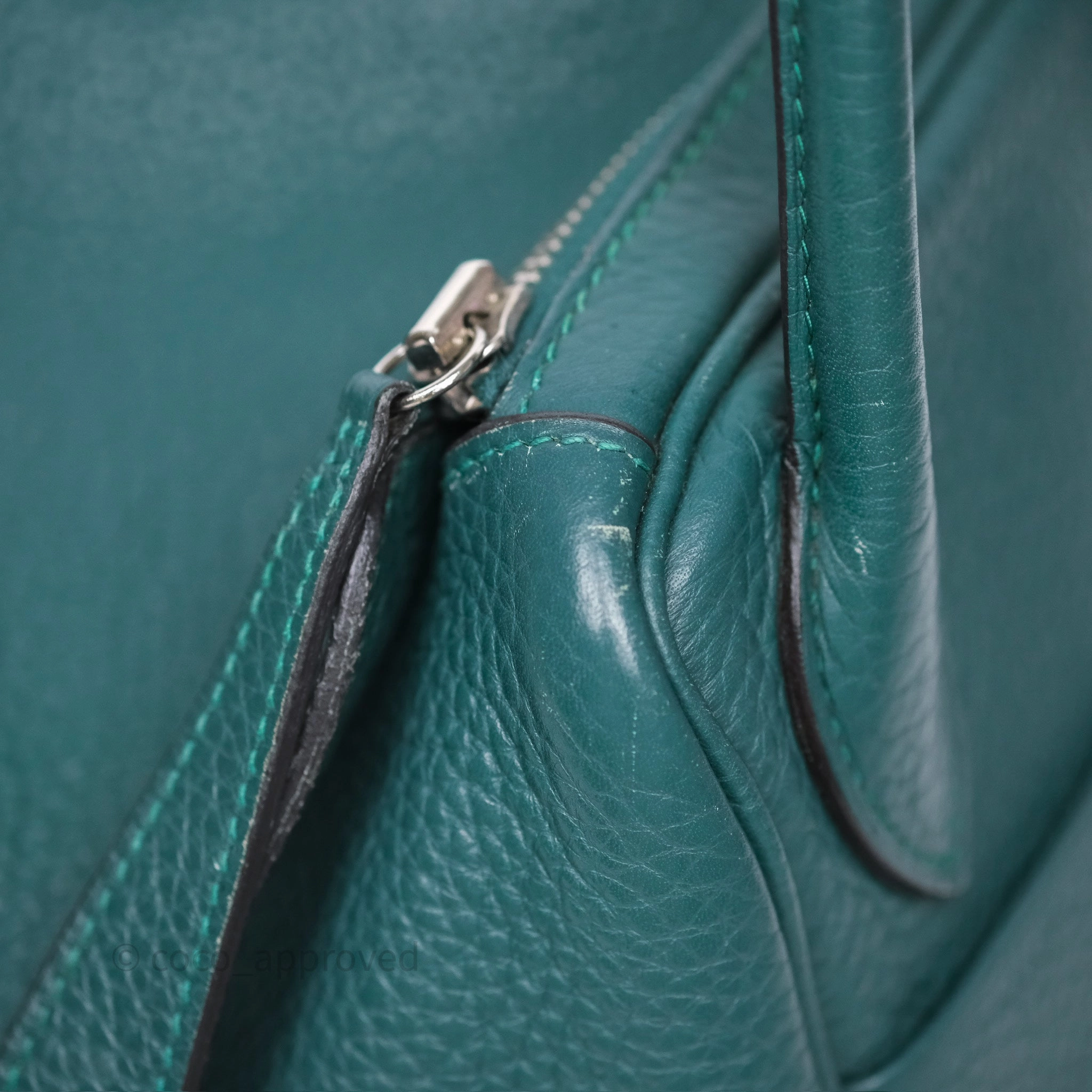 Herms Lindy 30 Malachite Z6 Clemence Palladium Hardware