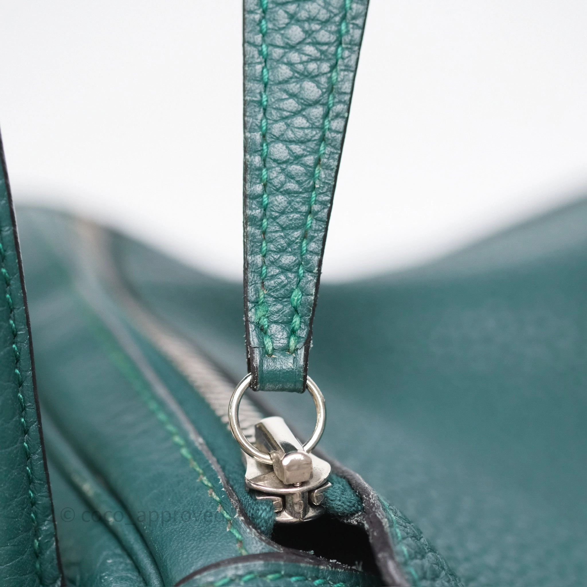 Herms Lindy 30 Malachite Z6 Clemence Palladium Hardware