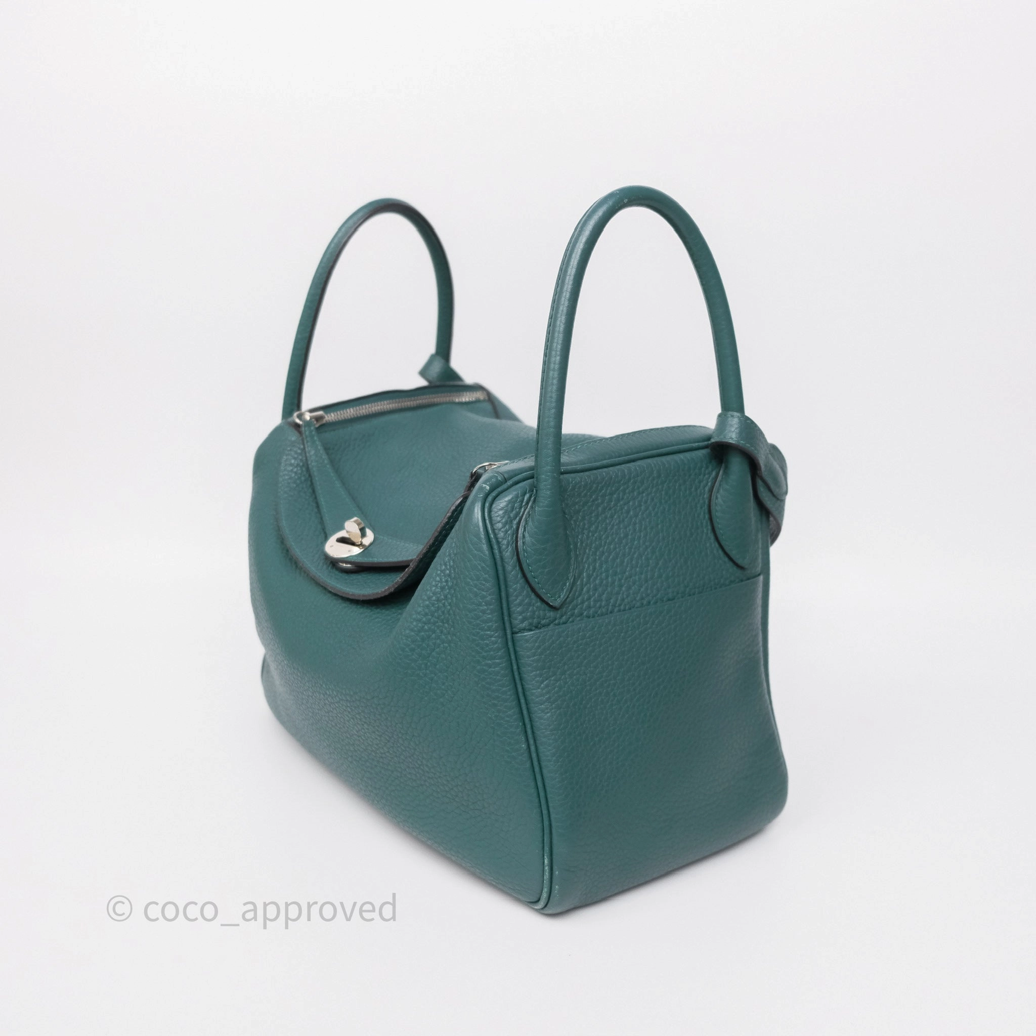 Herms Lindy 30 Malachite Z6 Clemence Palladium Hardware