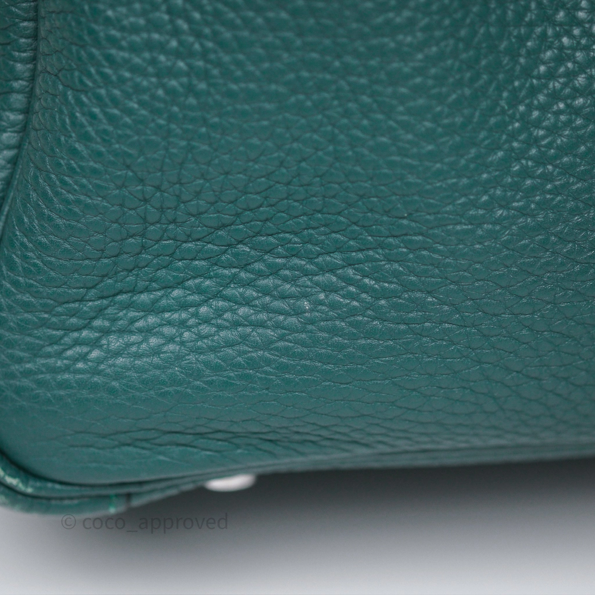 Herms Lindy 30 Malachite Z6 Clemence Palladium Hardware
