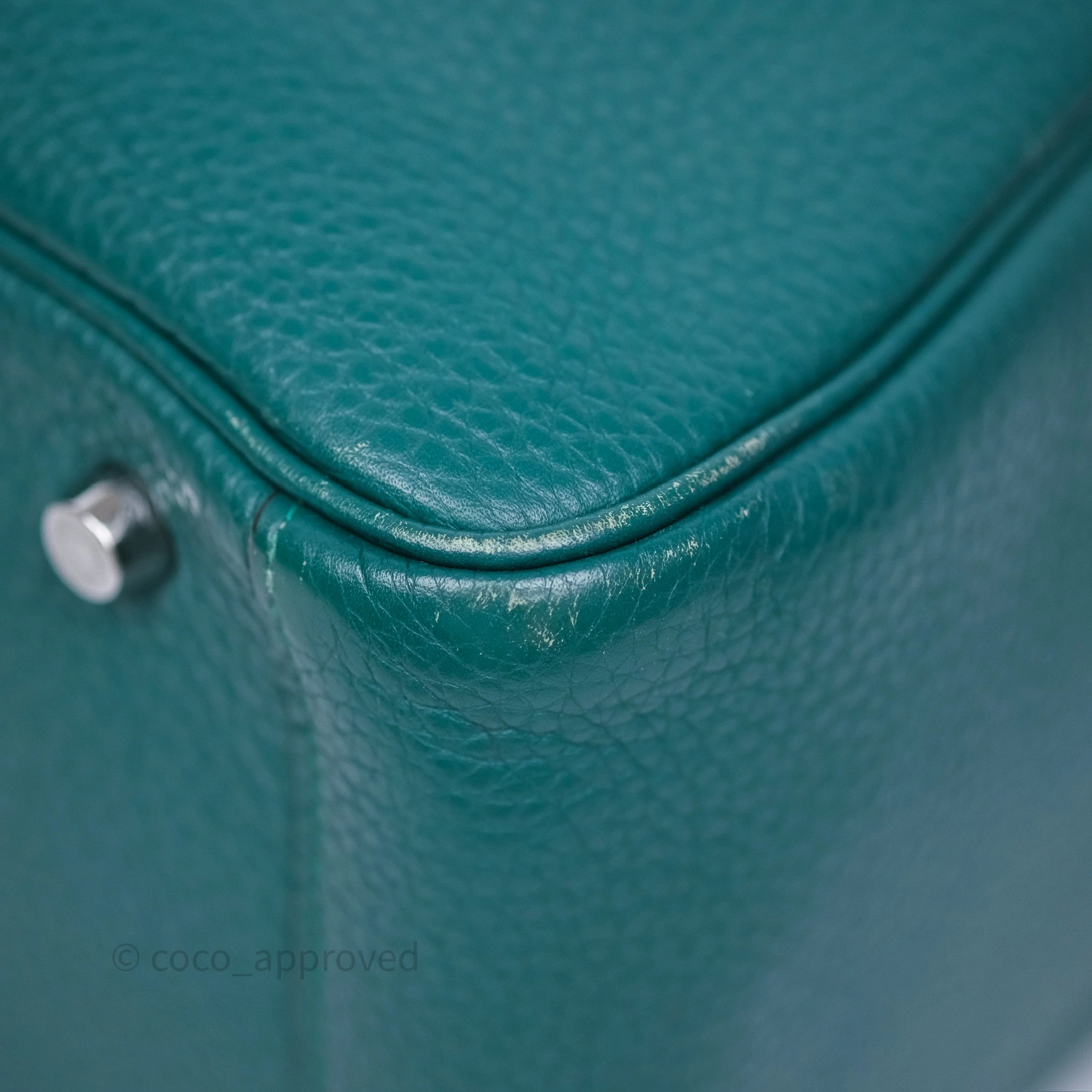 Herms Lindy 30 Malachite Z6 Clemence Palladium Hardware