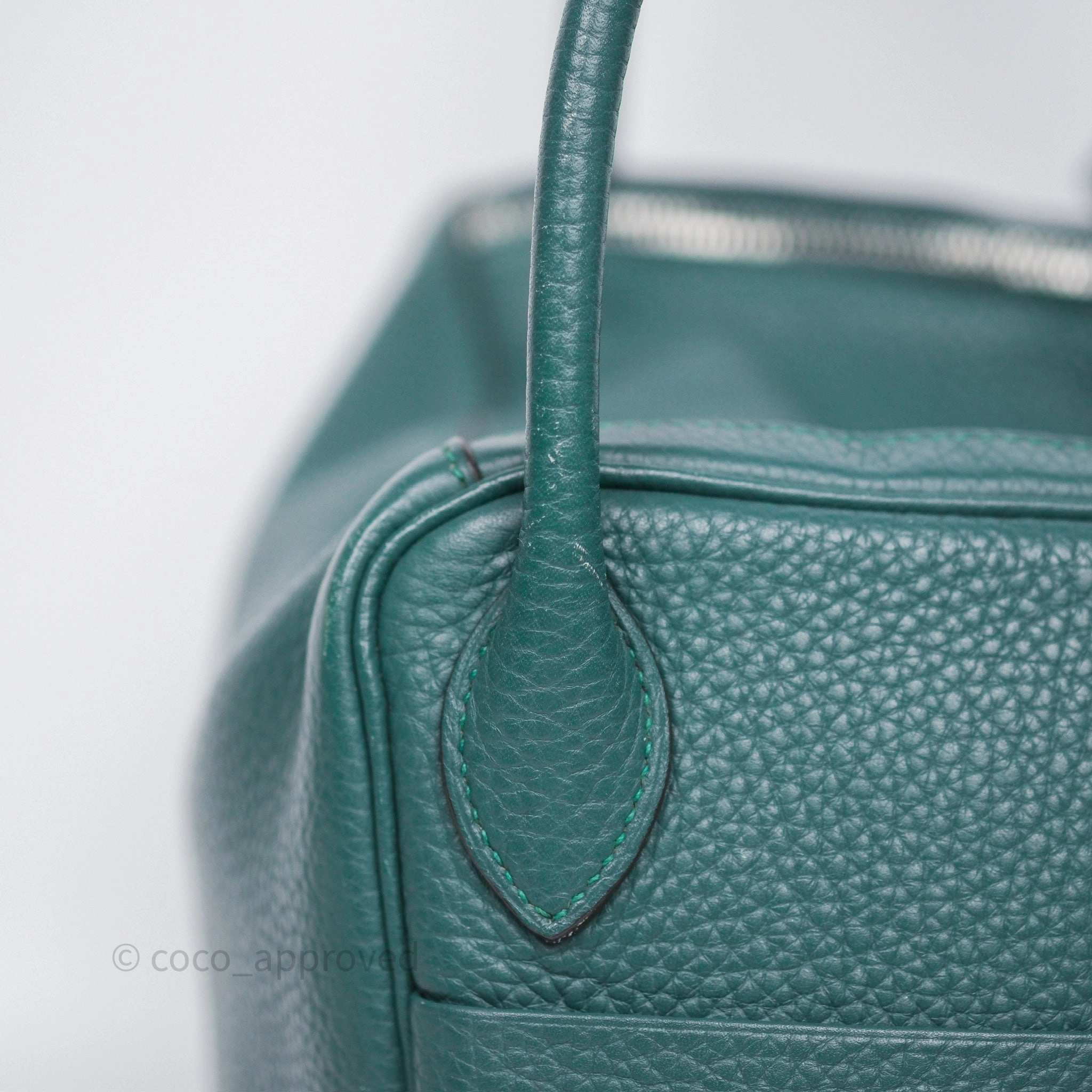 Herms Lindy 30 Malachite Z6 Clemence Palladium Hardware