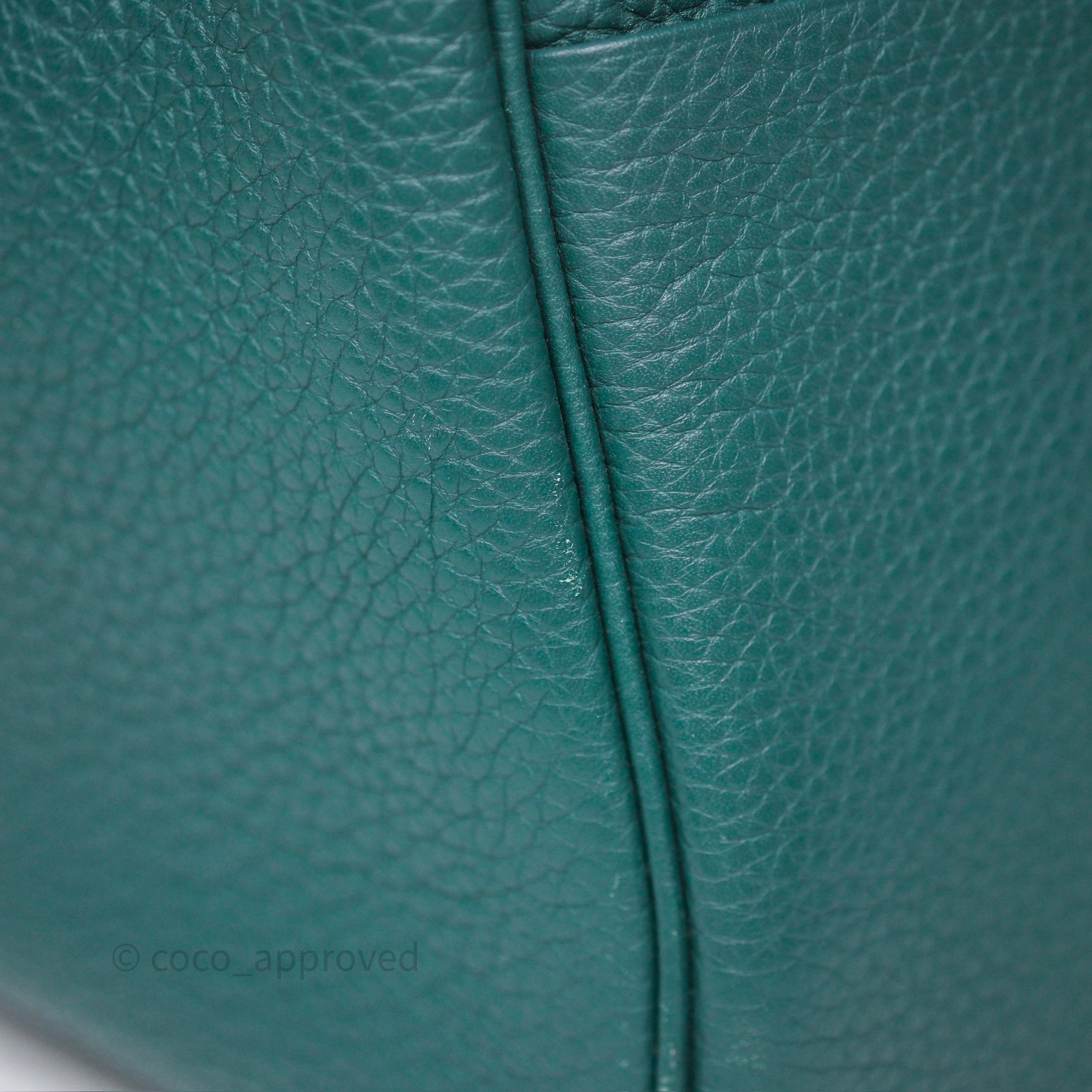 Herms Lindy 30 Malachite Z6 Clemence Palladium Hardware