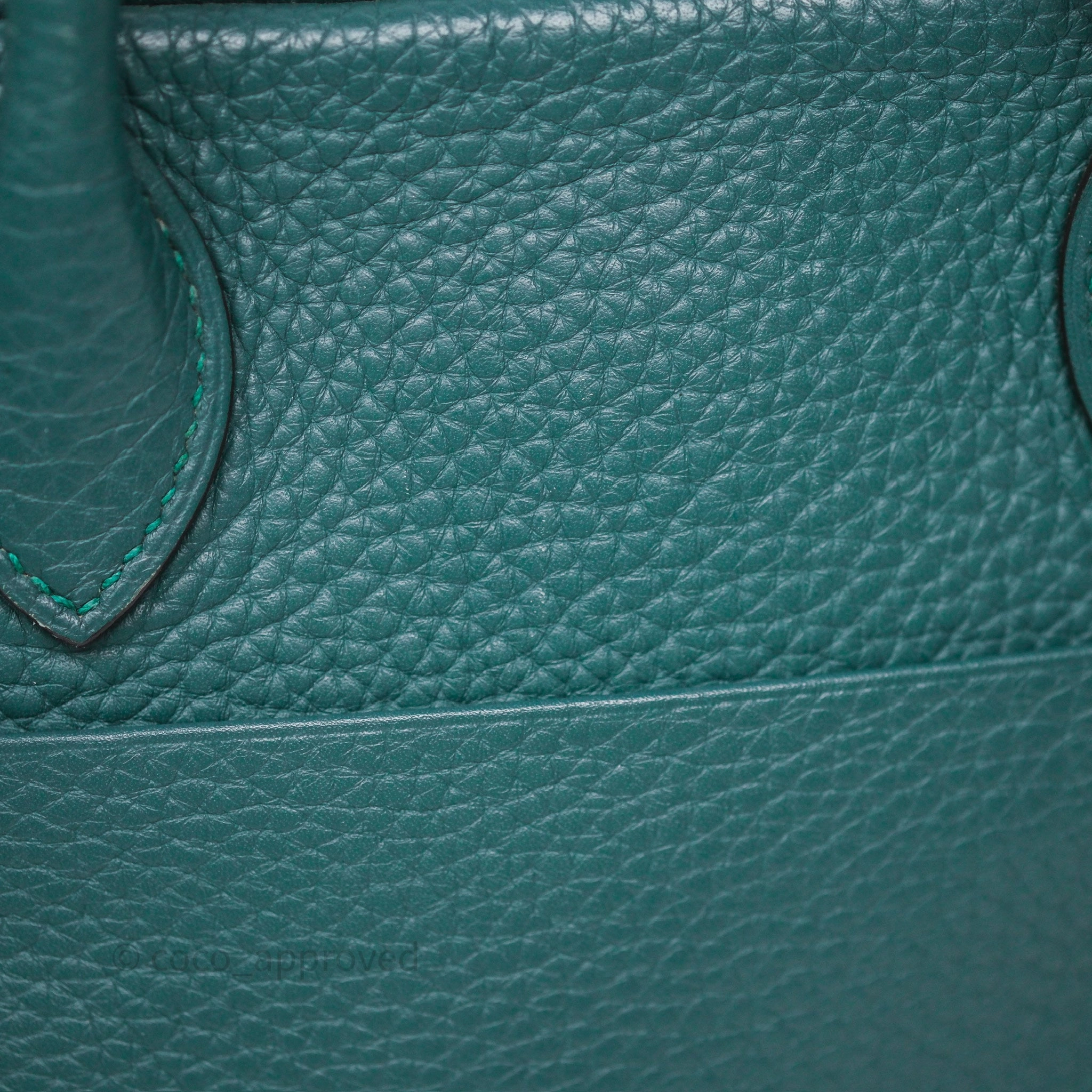 Herms Lindy 30 Malachite Z6 Clemence Palladium Hardware