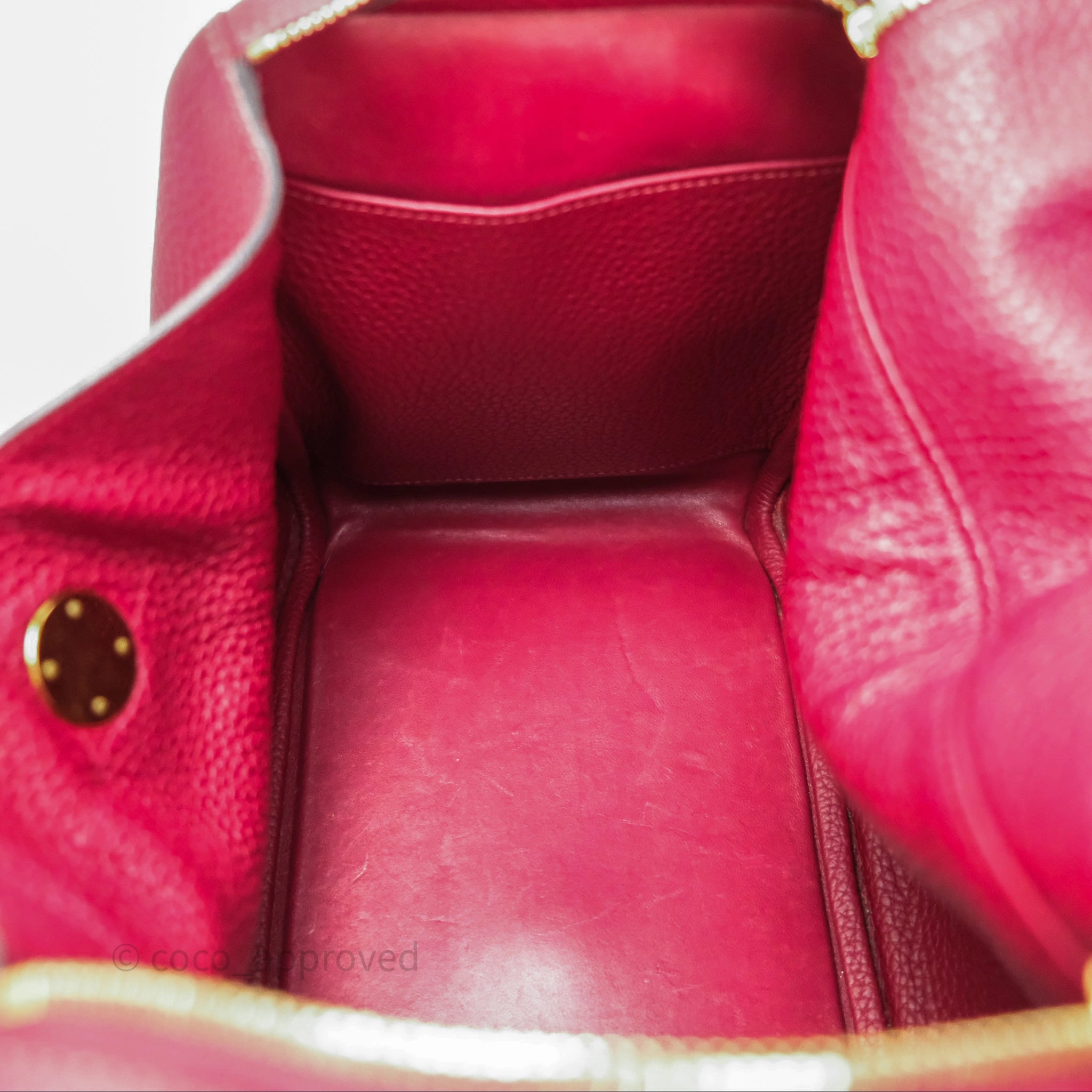 Herms Lindy 30 Rouge Grenat K1 Clemence Gold Hardware