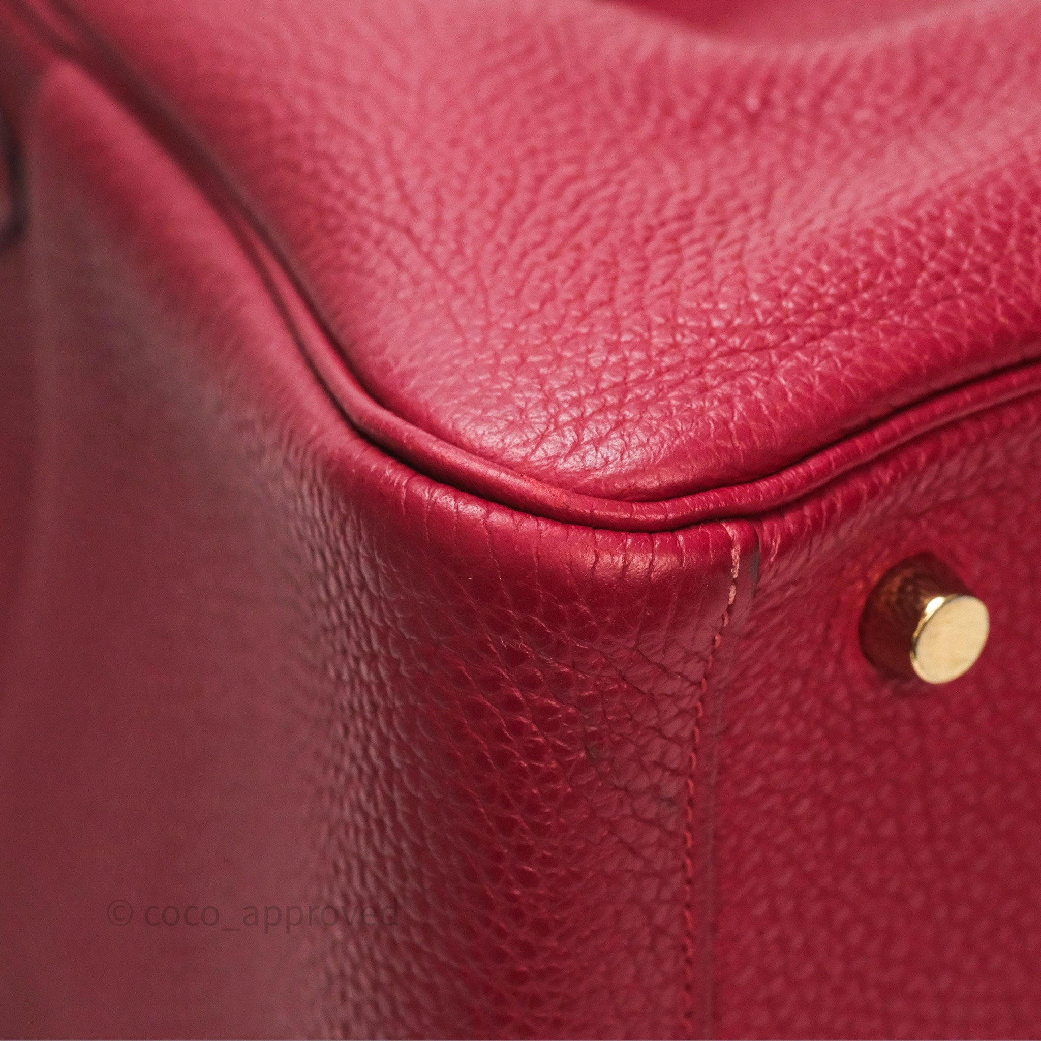Herms Lindy 30 Rouge Grenat K1 Clemence Gold Hardware