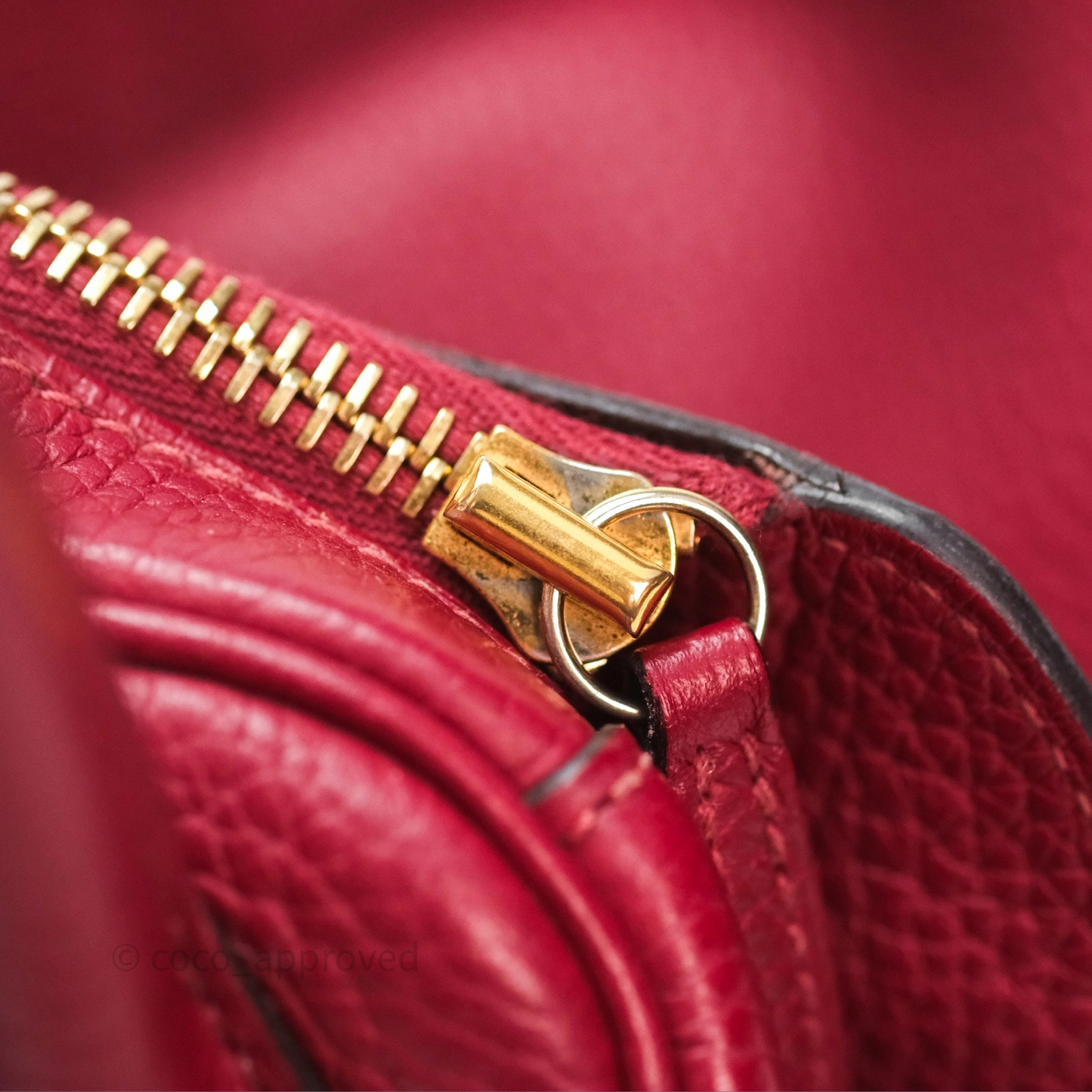 Herms Lindy 30 Rouge Grenat K1 Clemence Gold Hardware