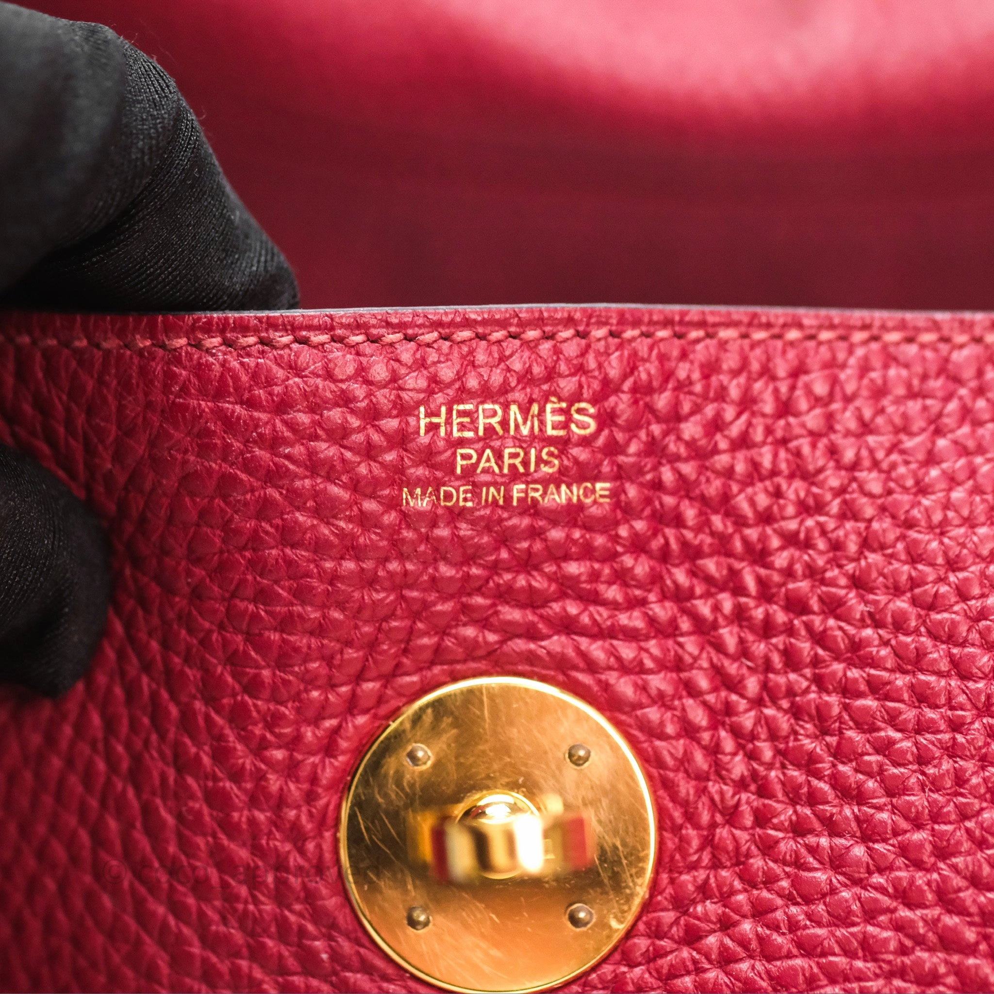 Herms Lindy 30 Rouge Grenat K1 Clemence Gold Hardware