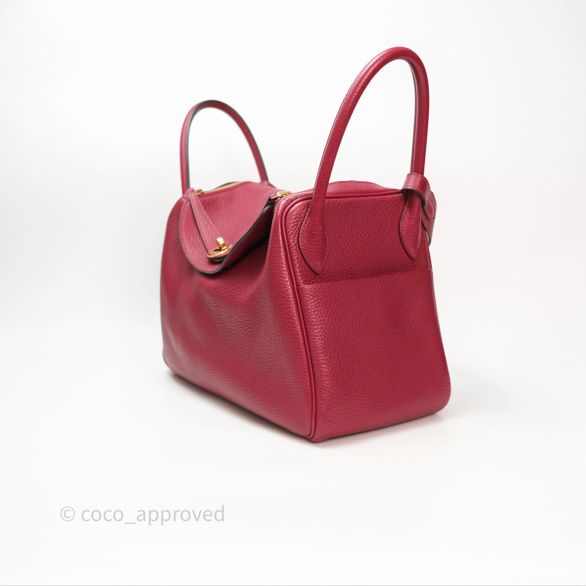 Herms Lindy 30 Rouge Grenat K1 Clemence Gold Hardware