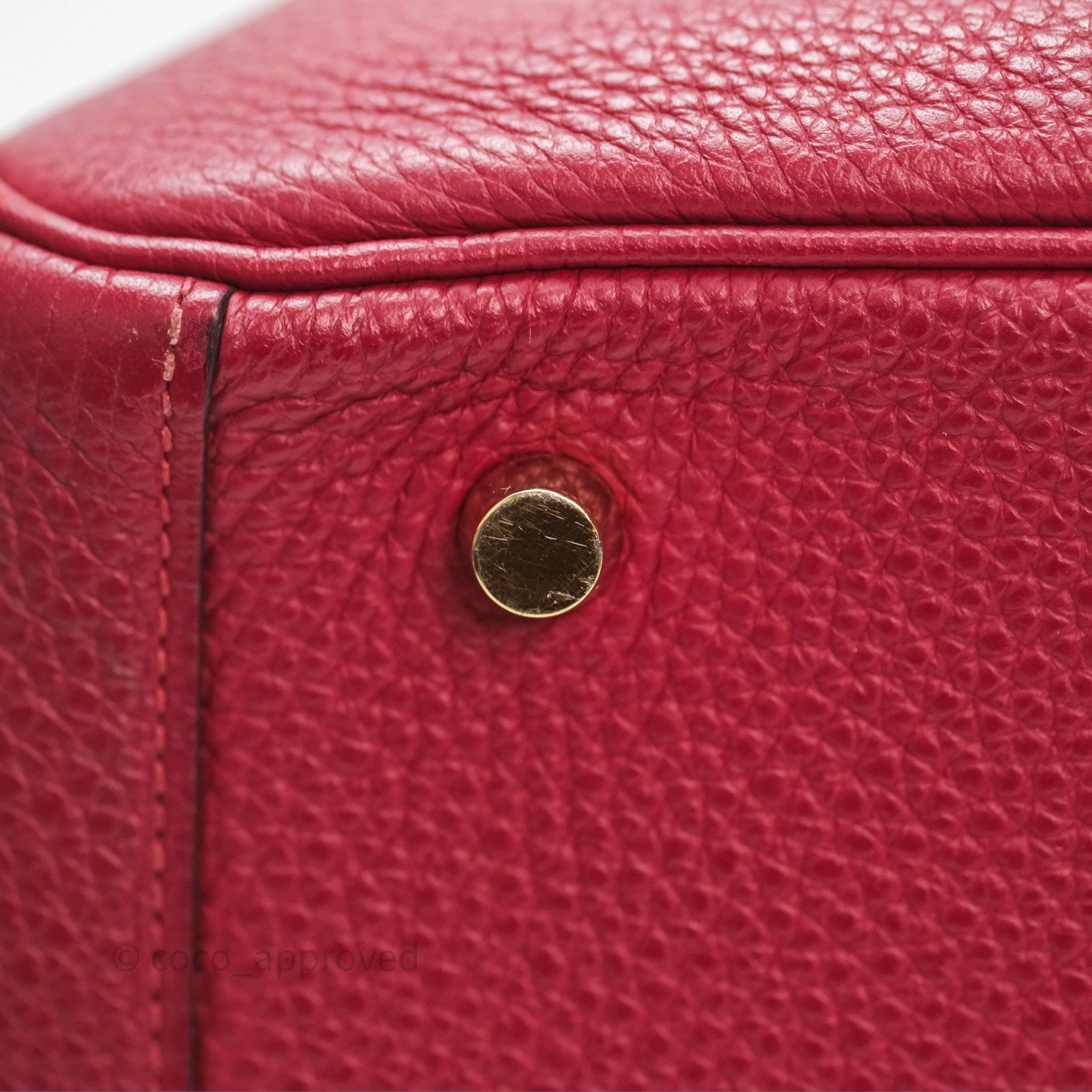 Herms Lindy 30 Rouge Grenat K1 Clemence Gold Hardware
