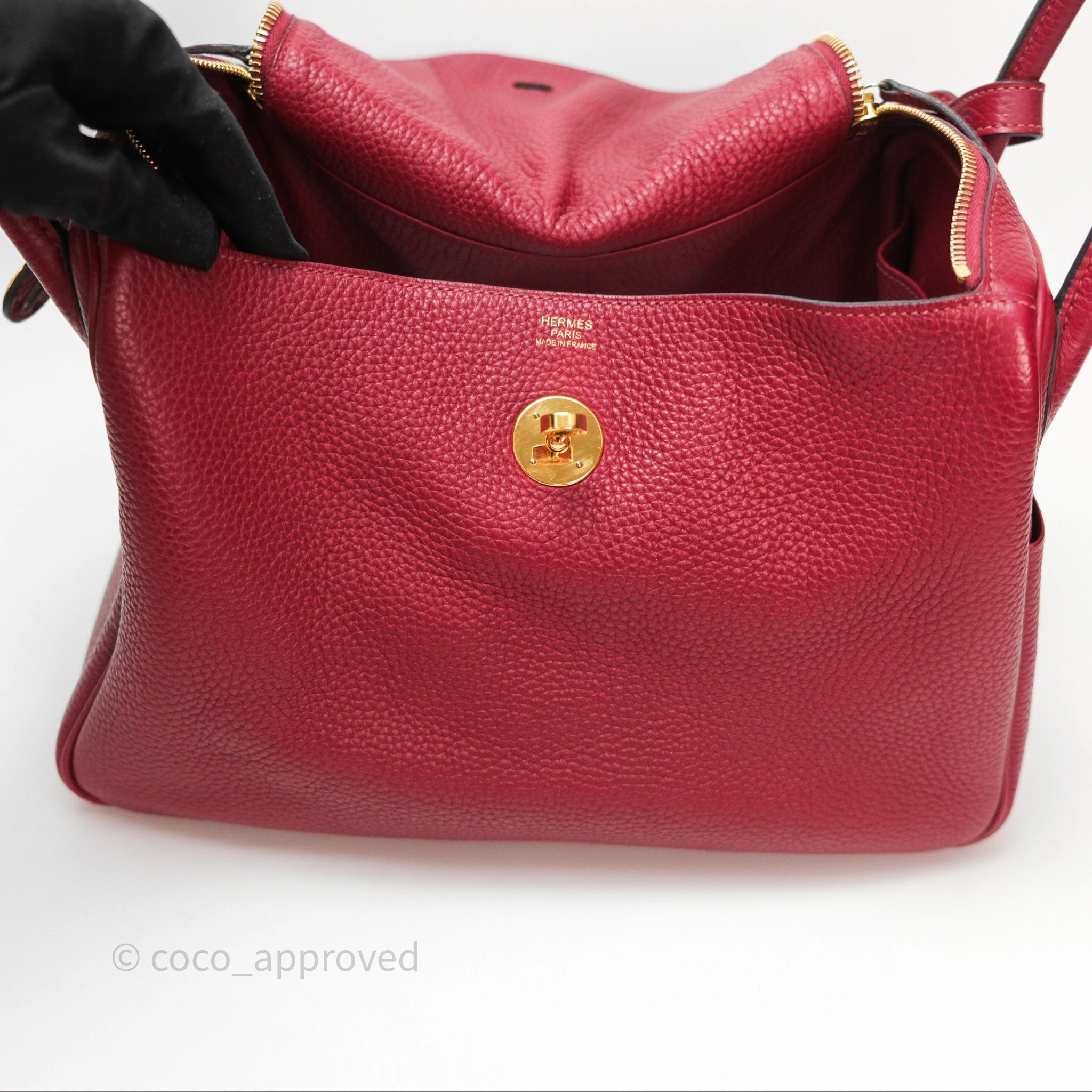 Herms Lindy 30 Rouge Grenat K1 Clemence Gold Hardware