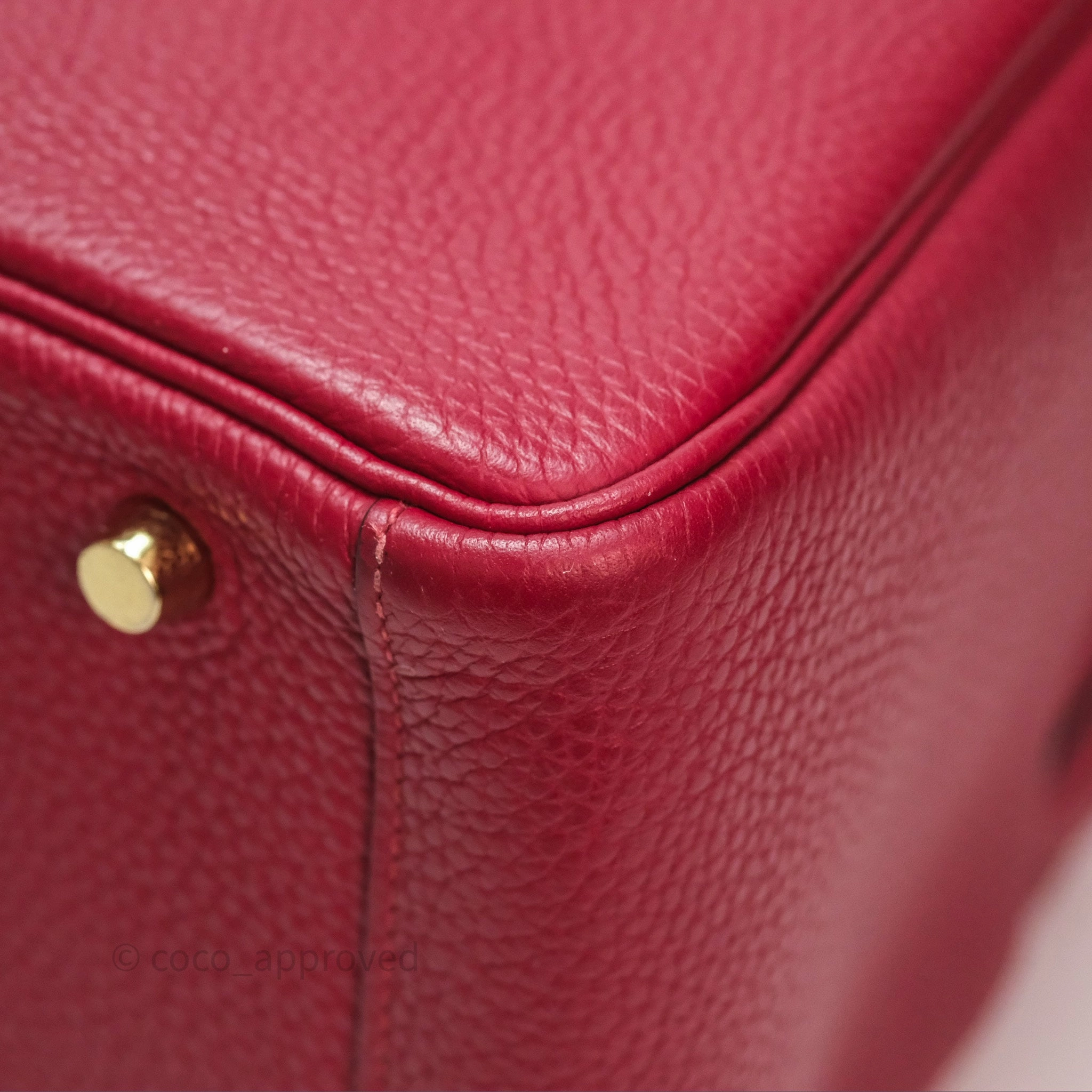 Herms Lindy 30 Rouge Grenat K1 Clemence Gold Hardware