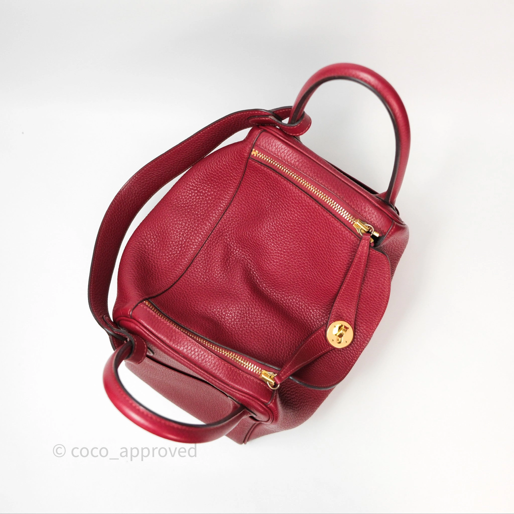 Herms Lindy 30 Rouge Grenat K1 Clemence Gold Hardware