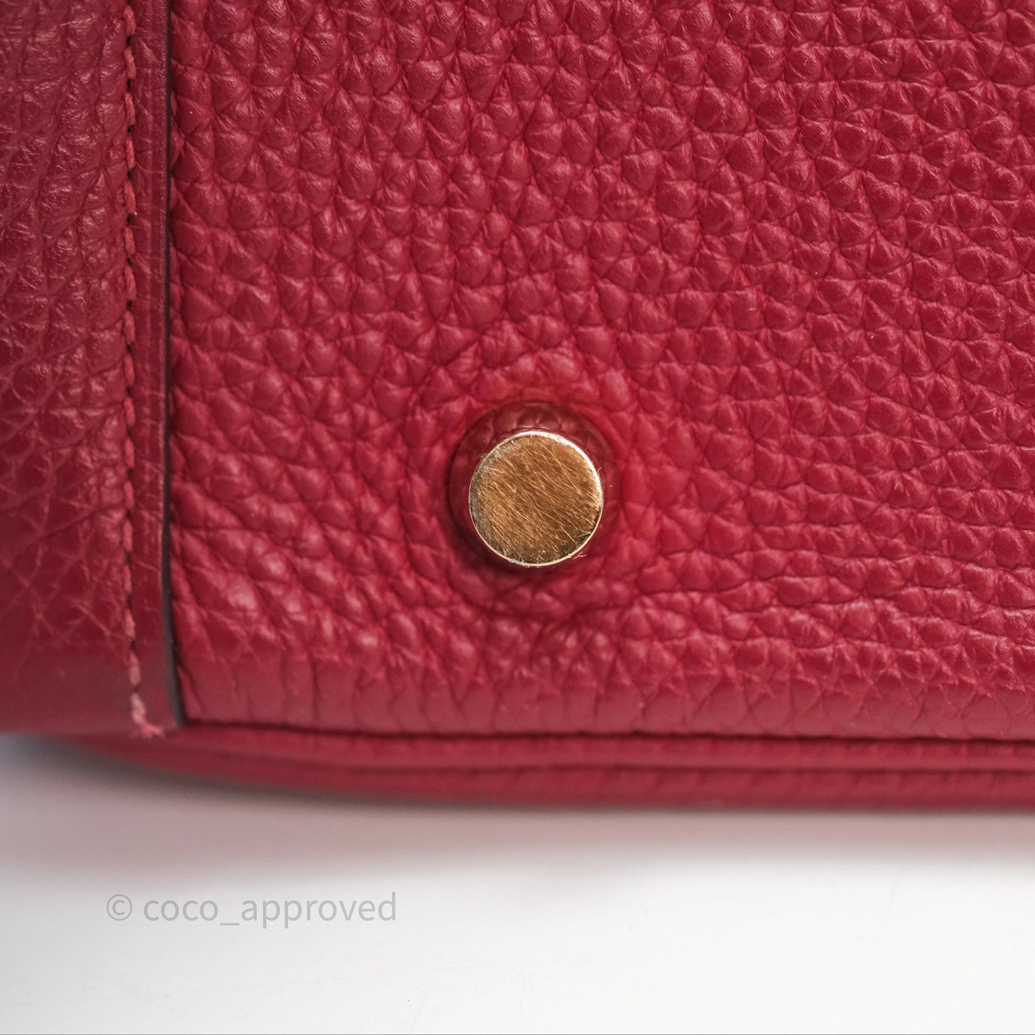 Herms Lindy 30 Rouge Grenat K1 Clemence Gold Hardware