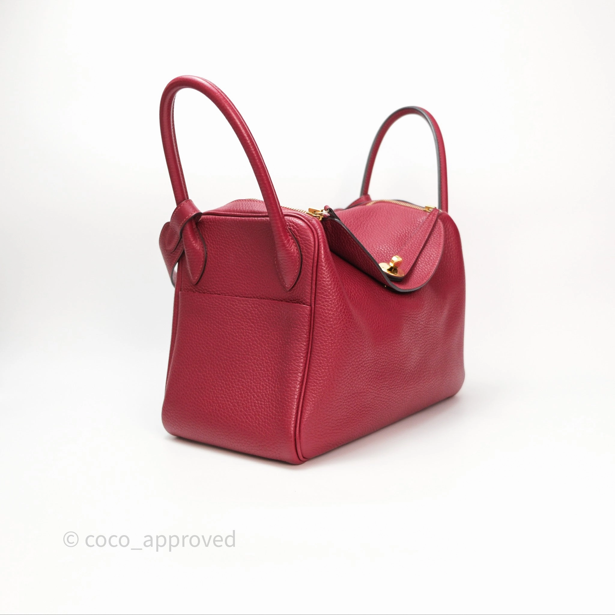 Herms Lindy 30 Rouge Grenat K1 Clemence Gold Hardware
