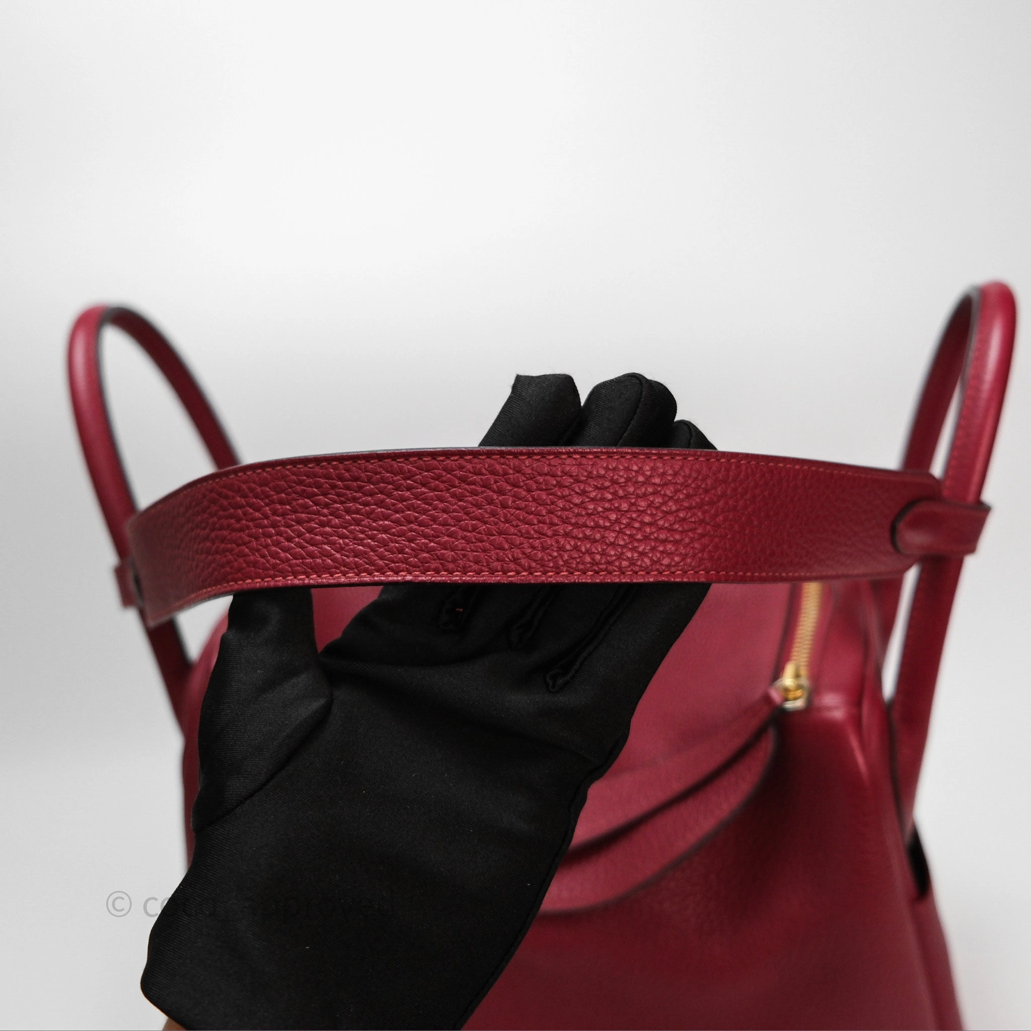 Herms Lindy 30 Rouge Grenat K1 Clemence Gold Hardware