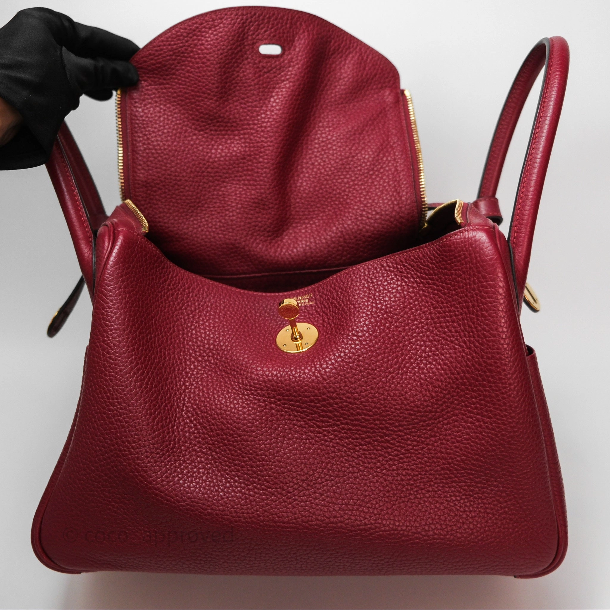 Herms Lindy 30 Rouge Grenat K1 Clemence Gold Hardware