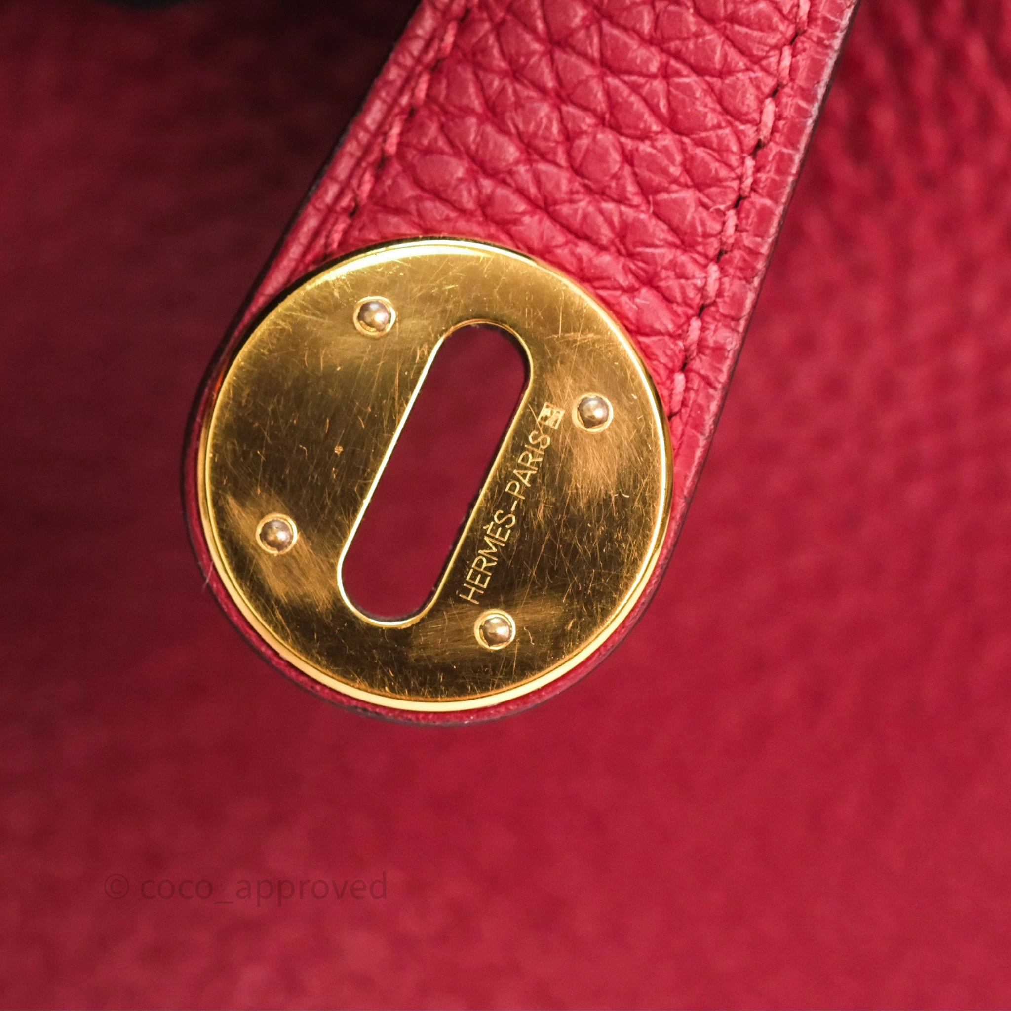 Herms Lindy 30 Rouge Grenat K1 Clemence Gold Hardware
