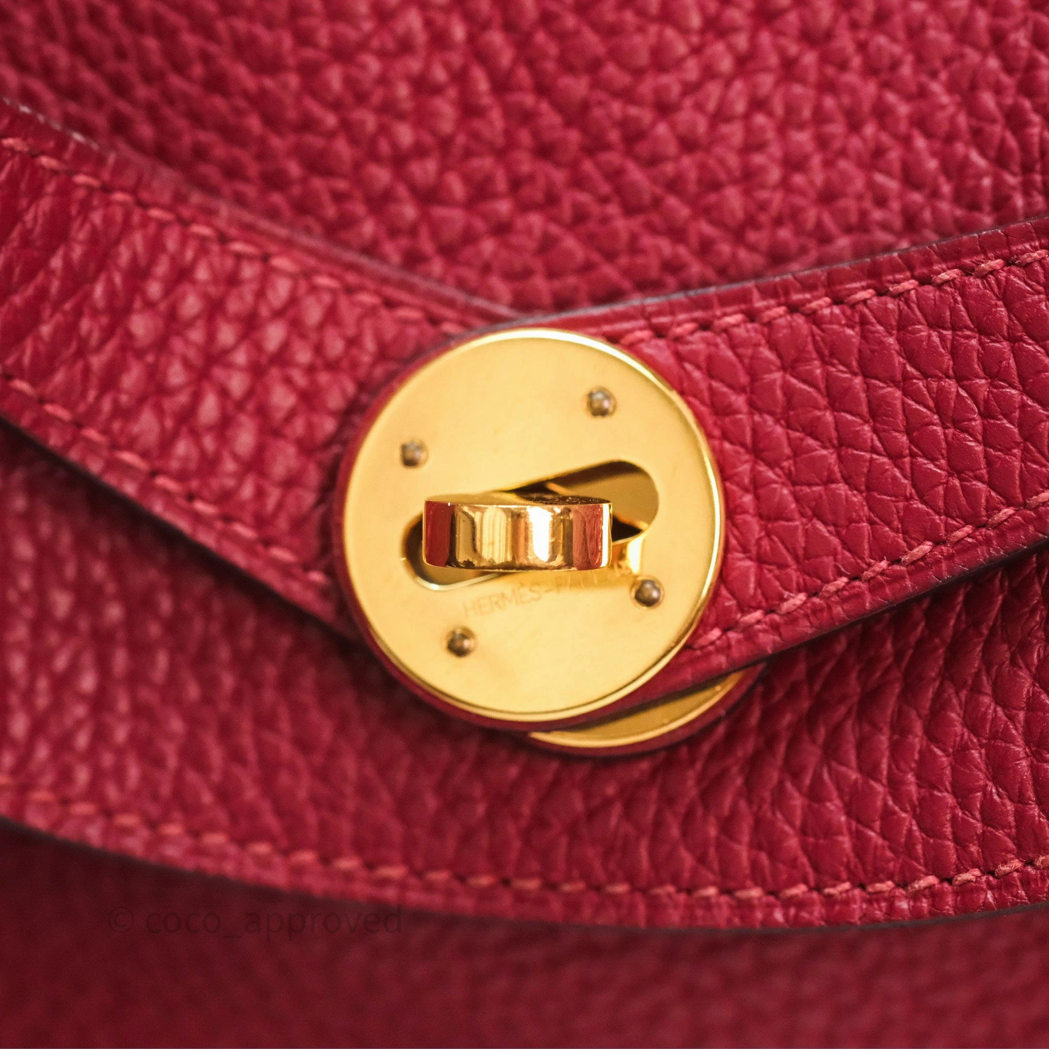 Herms Lindy 30 Rouge Grenat K1 Clemence Gold Hardware