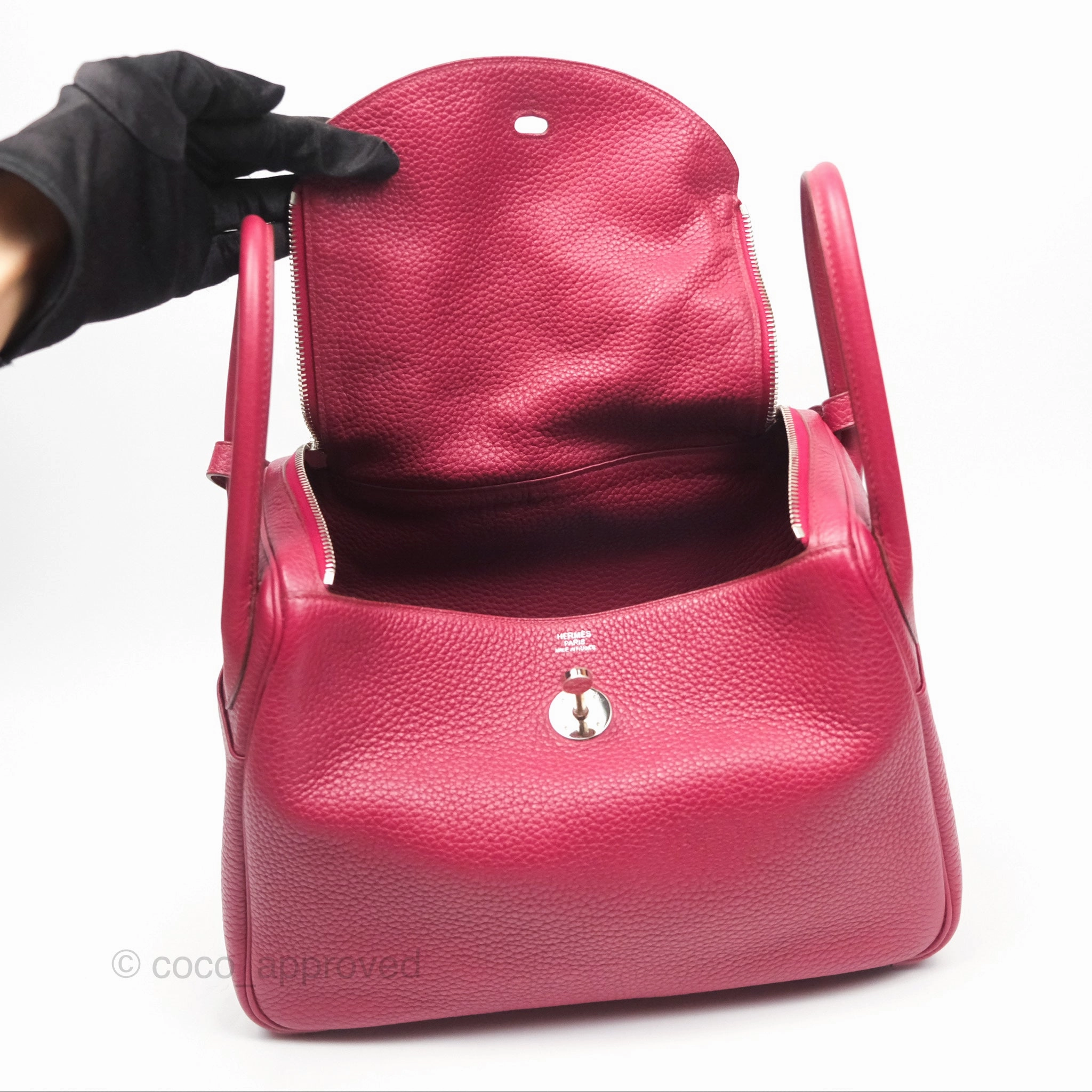 Herms Lindy 30 Rubis Clemence Palladium Hardware