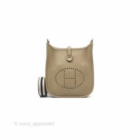 Herms Mini Evelyne 16 Beige Marfa 8Q Clemence Palladium Hardware