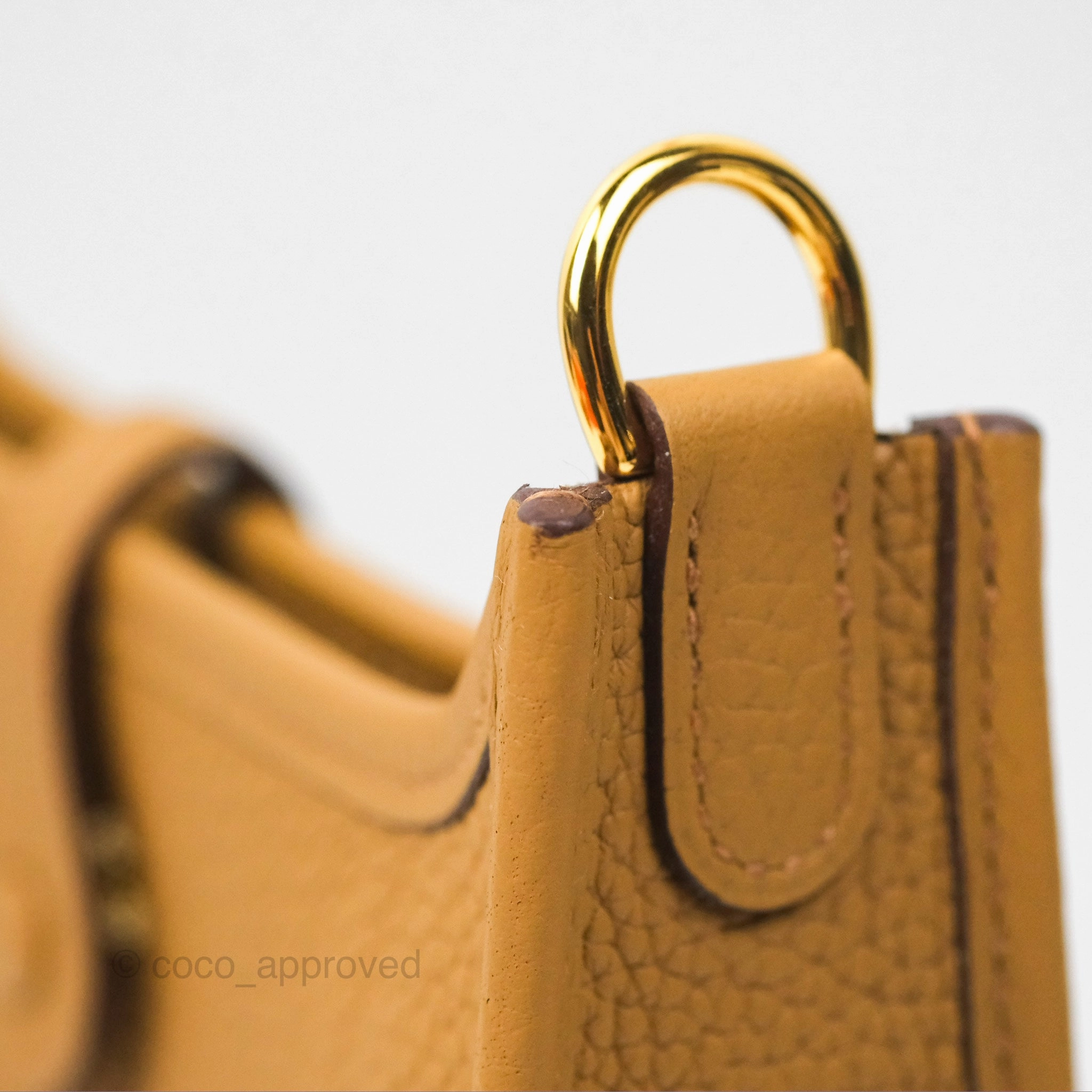 Herms Mini Evelyne 16 Biscuit 48 Camel Clemence Gold Hardware
