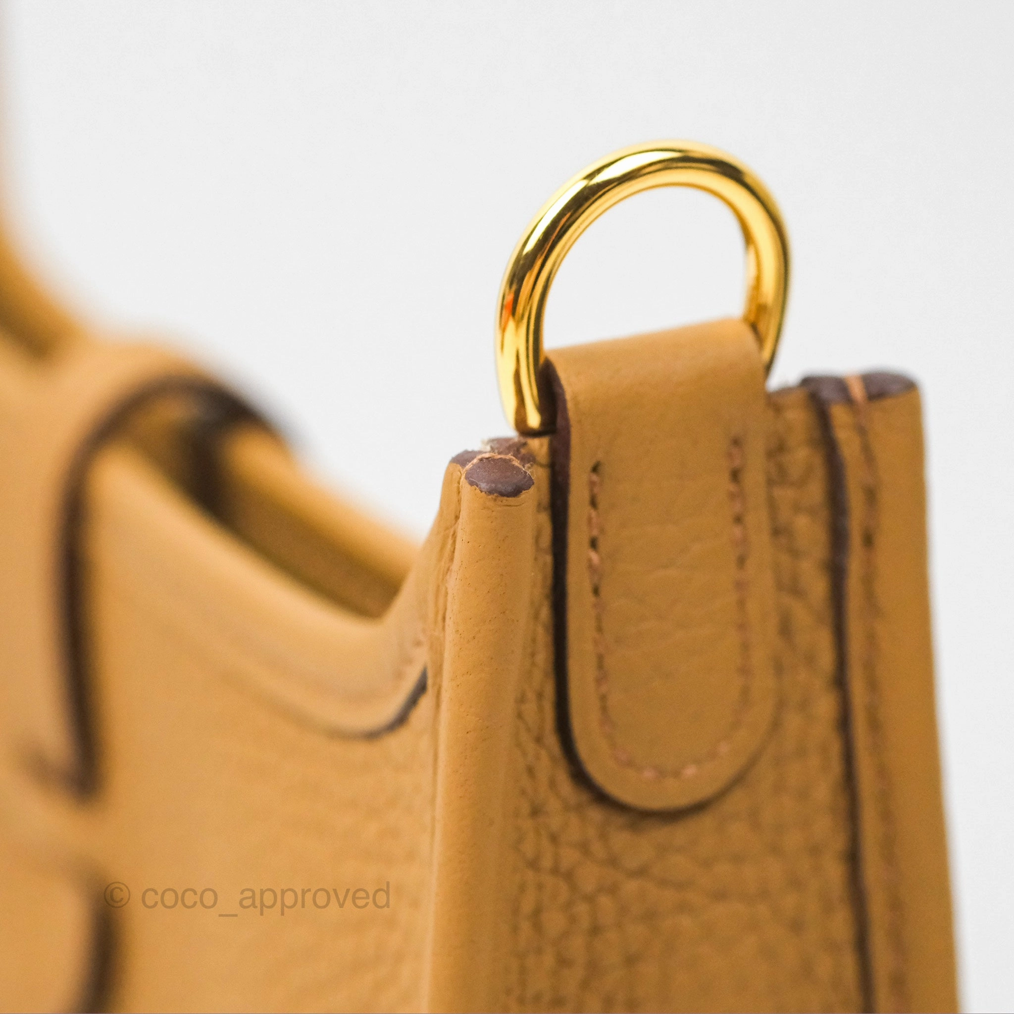 Herms Mini Evelyne 16 Biscuit 48 Camel Clemence Gold Hardware