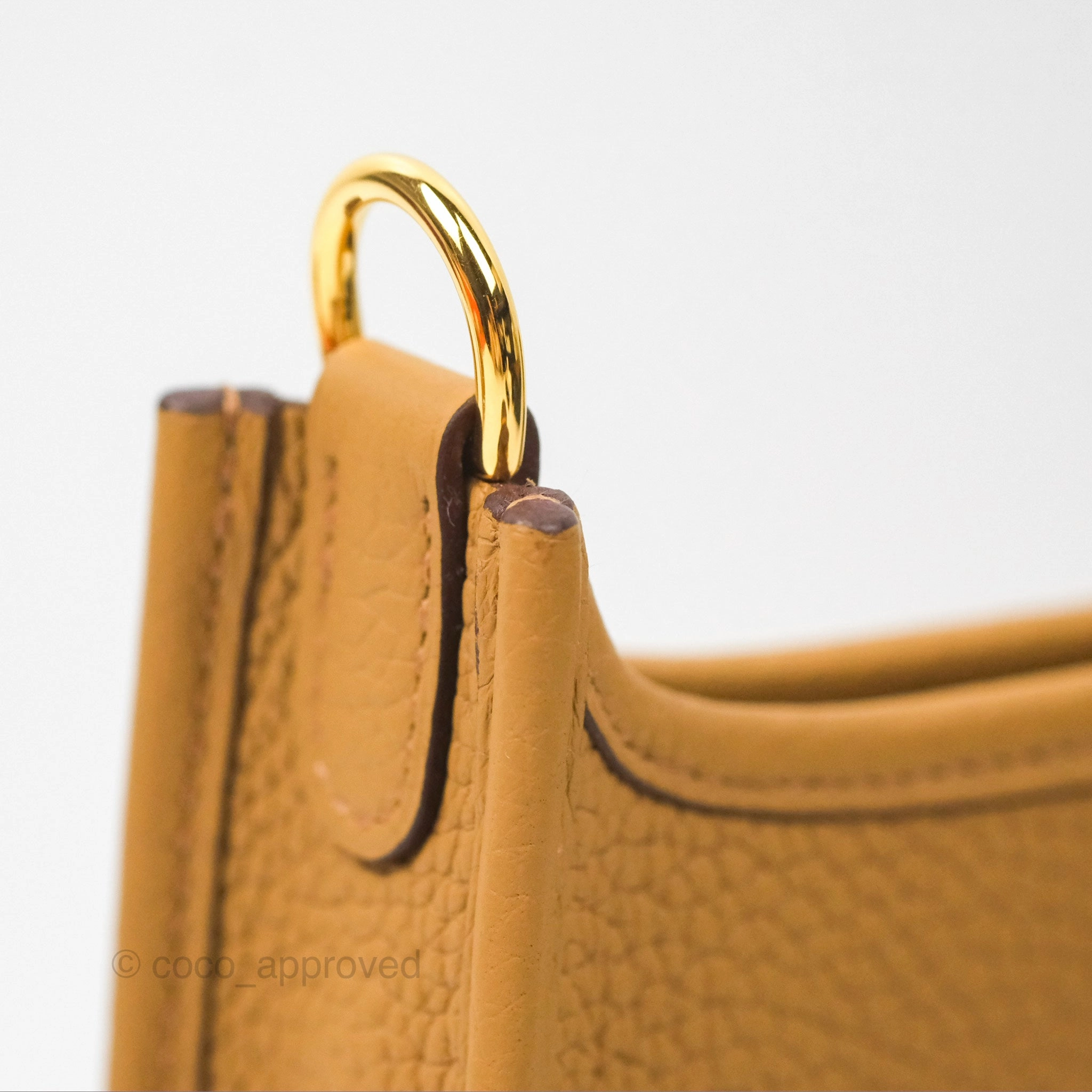 Herms Mini Evelyne 16 Biscuit 48 Camel Clemence Gold Hardware
