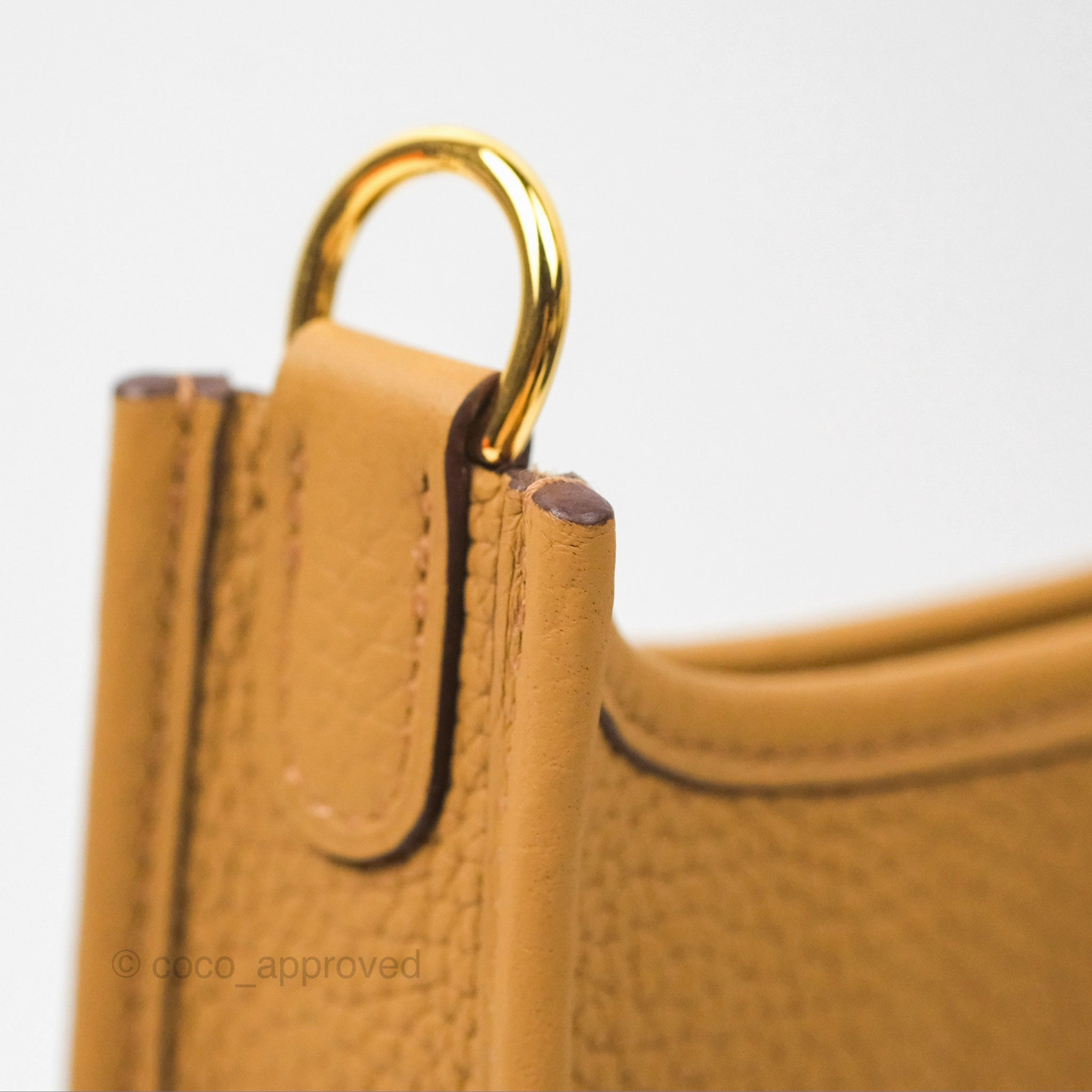 Herms Mini Evelyne 16 Biscuit 48 Camel Clemence Gold Hardware