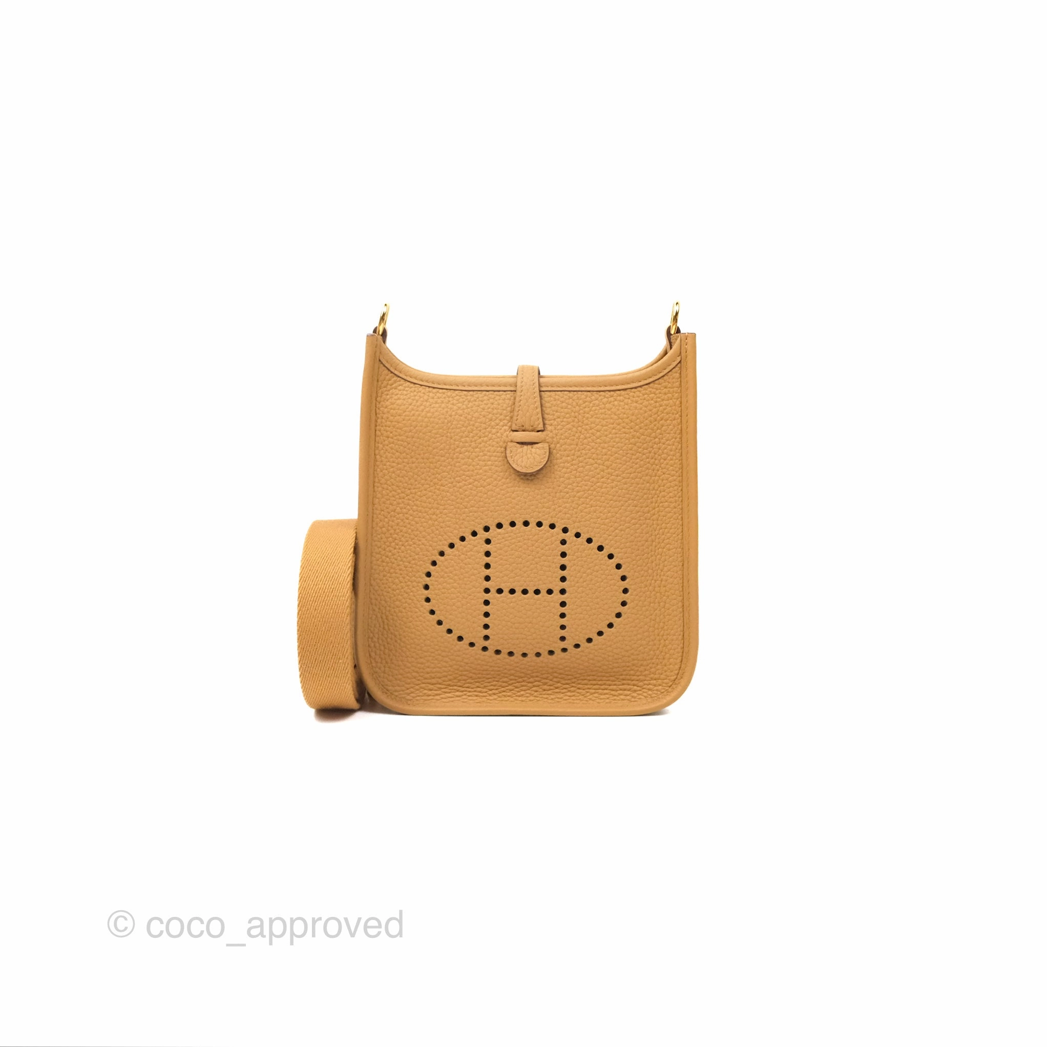 Herms Mini Evelyne 16 Biscuit 48 Camel Clemence Gold Hardware