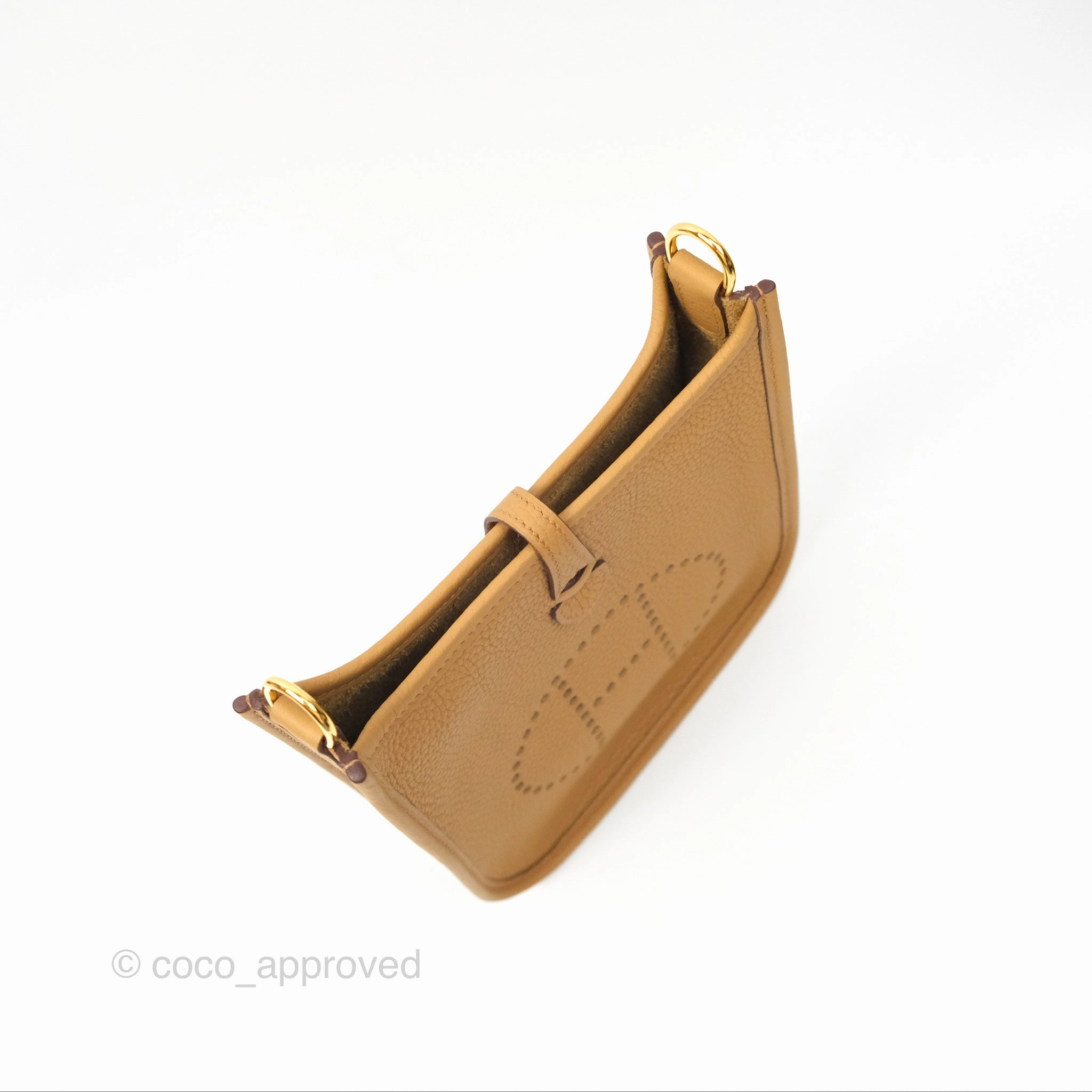 Herms Mini Evelyne 16 Biscuit 48 Camel Clemence Gold Hardware